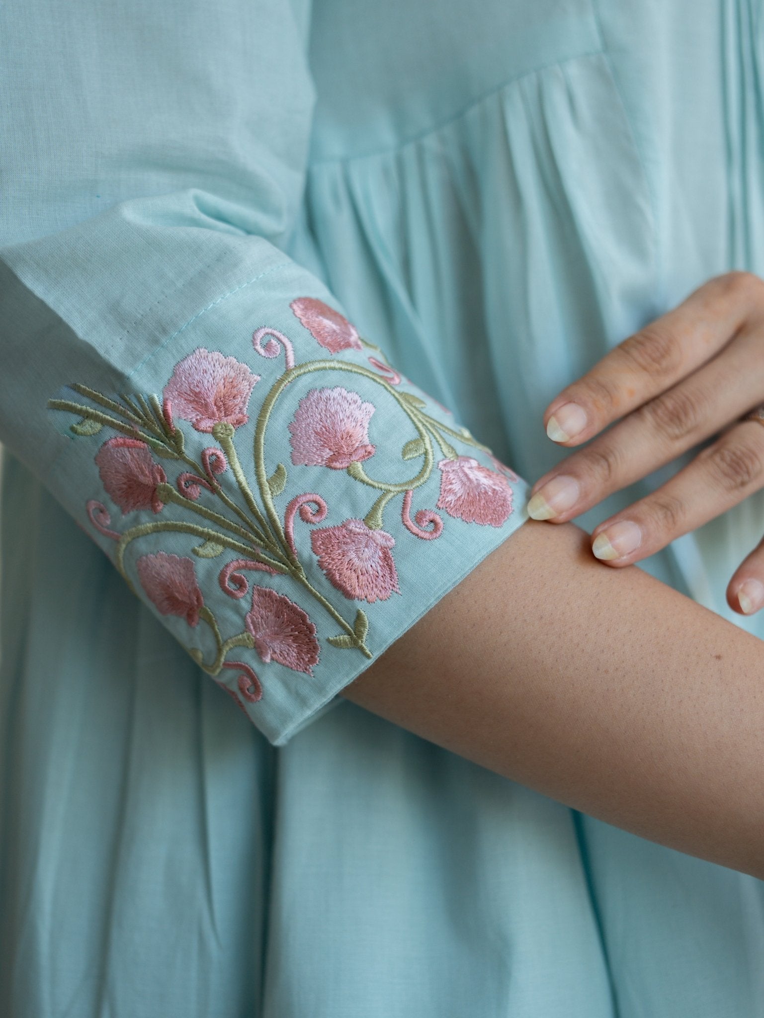 Kiyara Cotton Embroidered A - Line Suit Set - AINA