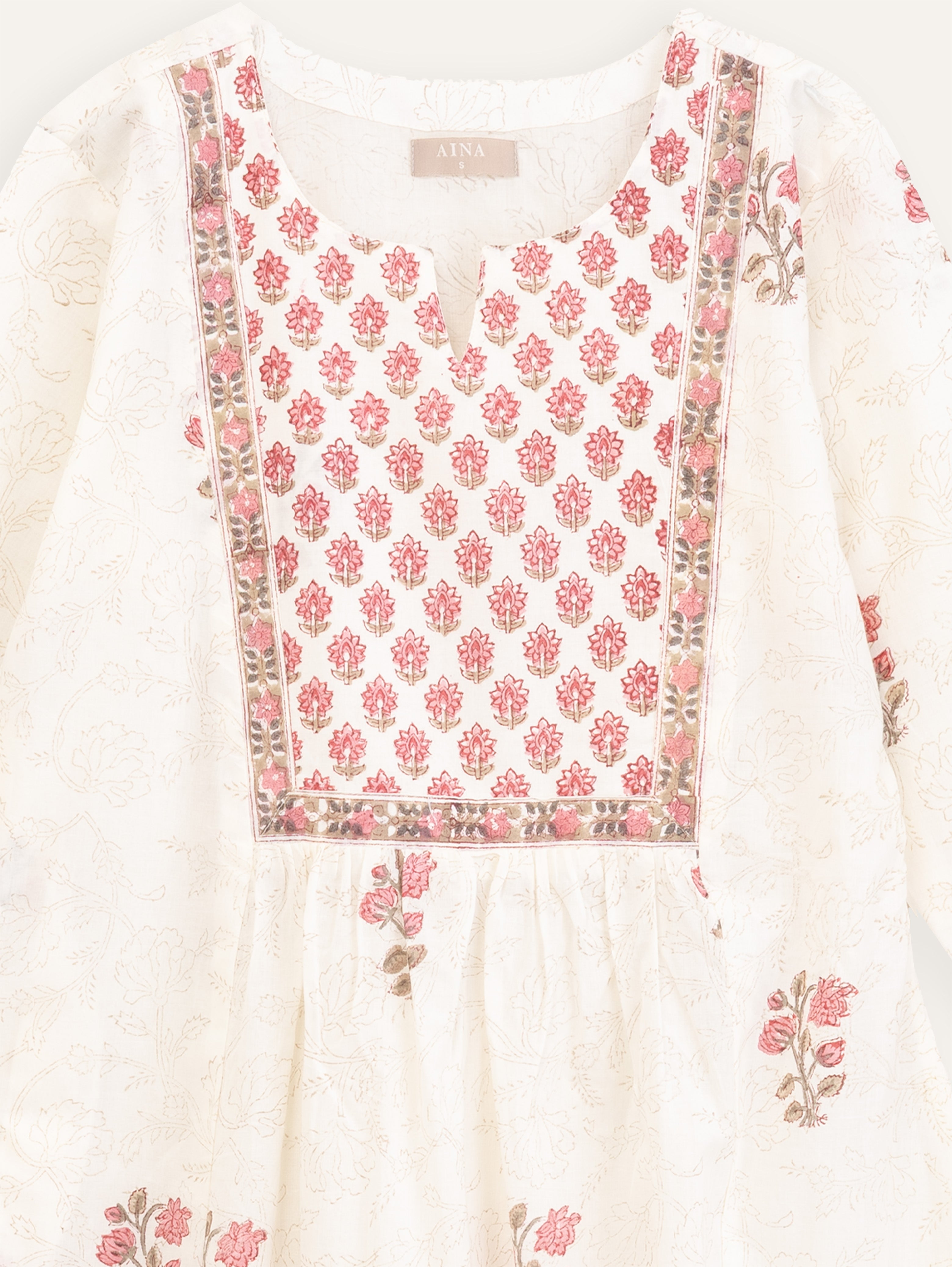 Alanah Cotton Block Printed A-Line Kurta