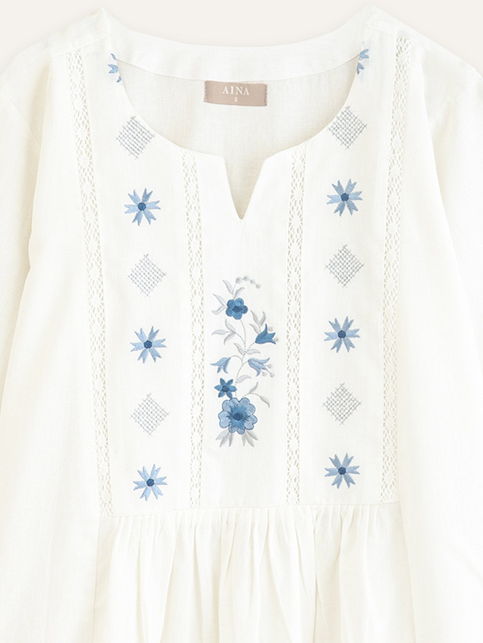 Kripa Cotton Flax Embroidered A Line Kurta - AINA