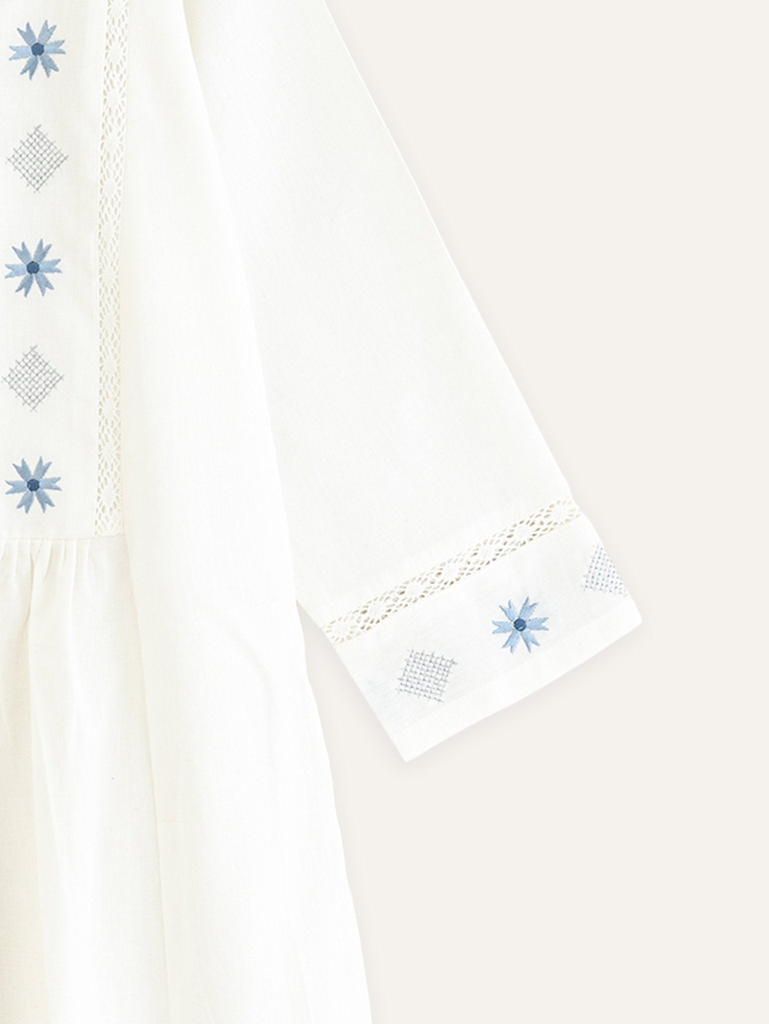 Kripa Cotton Flax Embroidered A Line Kurta - AINA