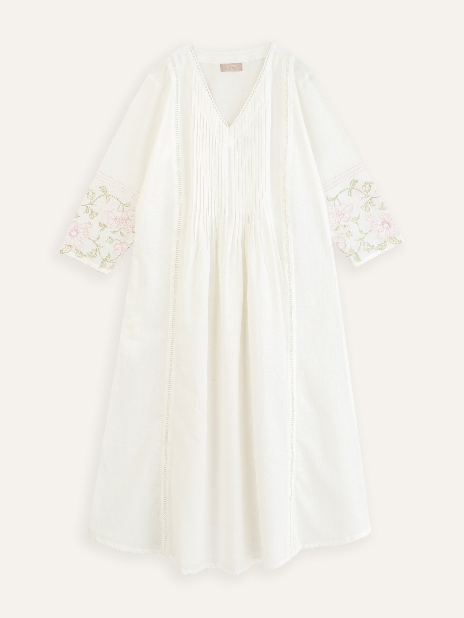 Kripali Cotton Flax Embroidered A Line Kurta - AINA