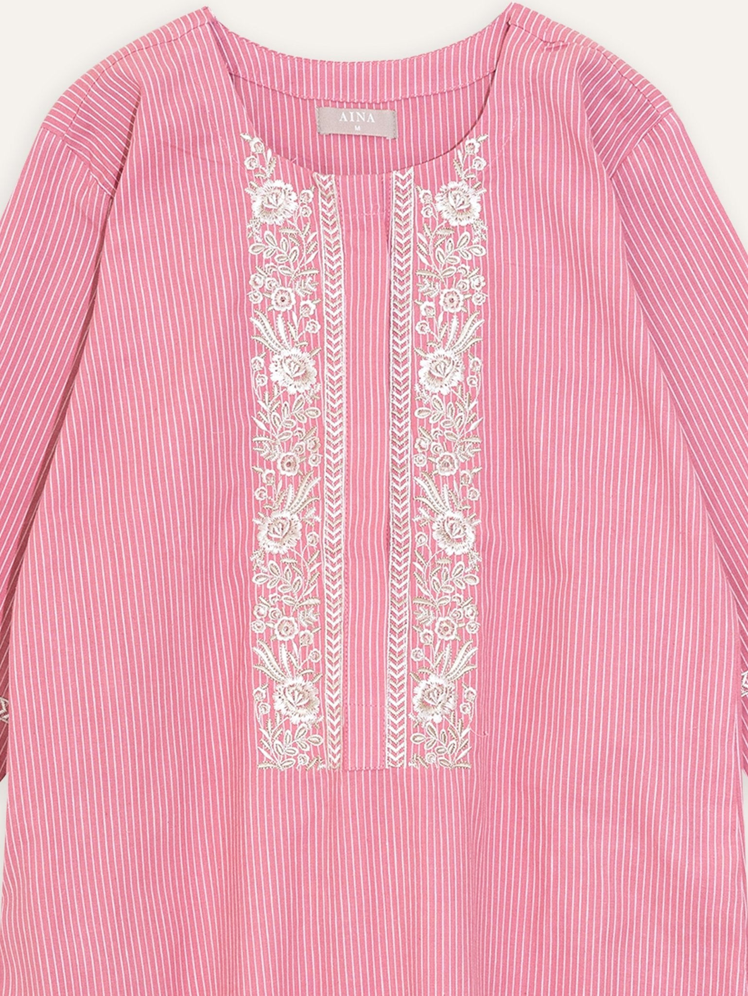 Kripalini Cotton Handloom Embroidered Straight Kurta - AINA