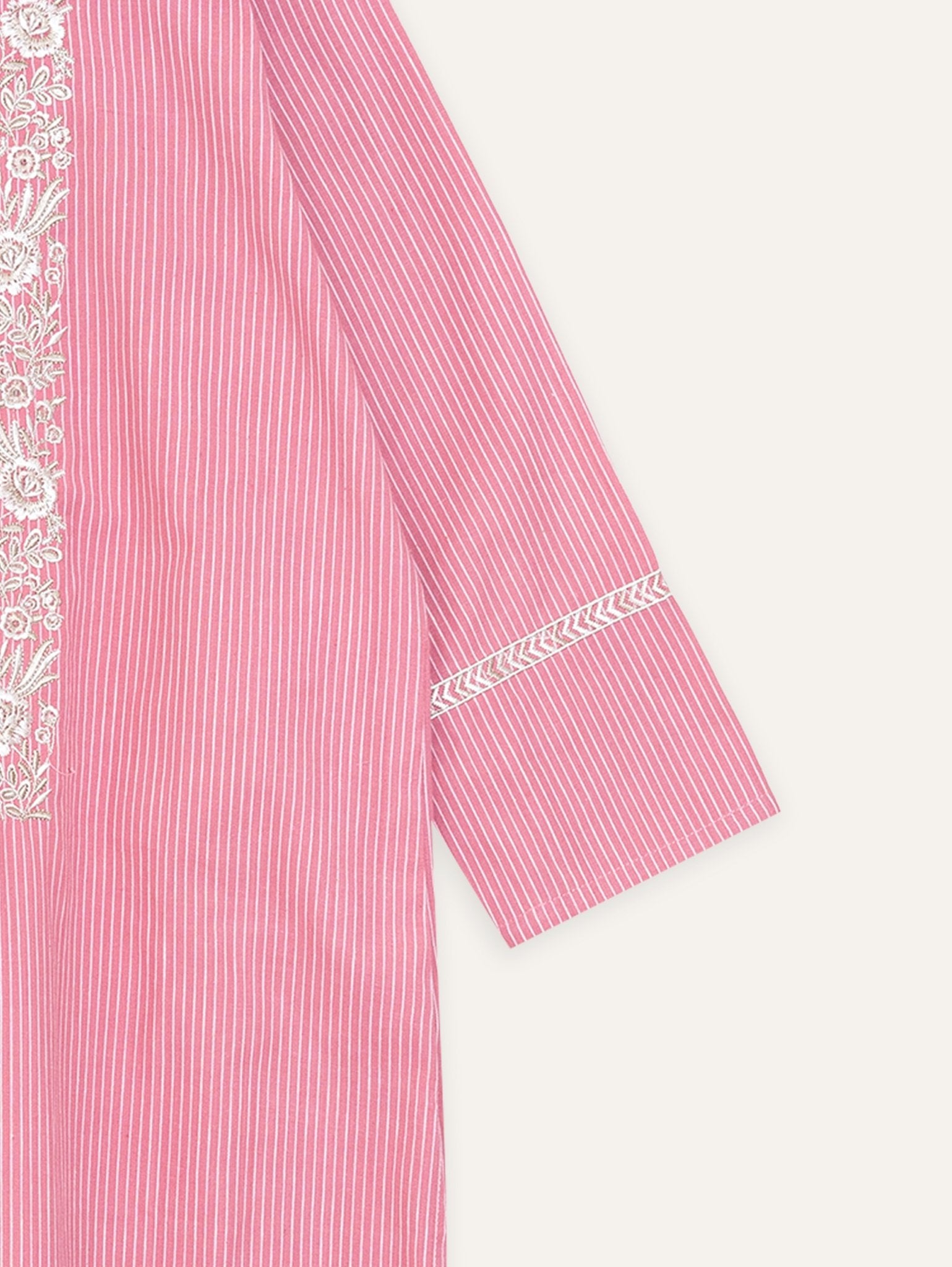Kripalini Cotton Handloom Embroidered Straight Kurta - AINA