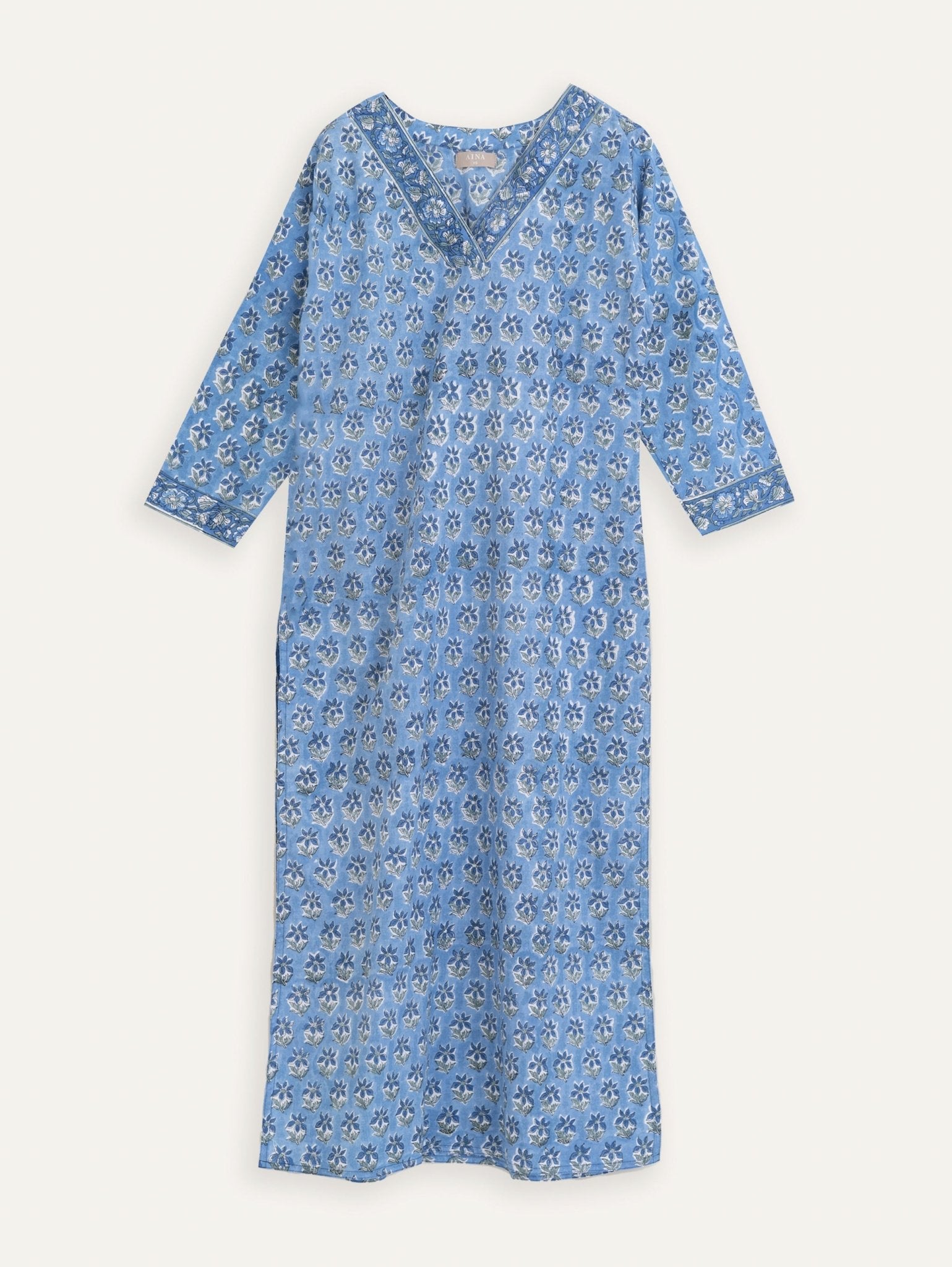 Krishna Cotton Block Printed Straight Kurta - AINA
