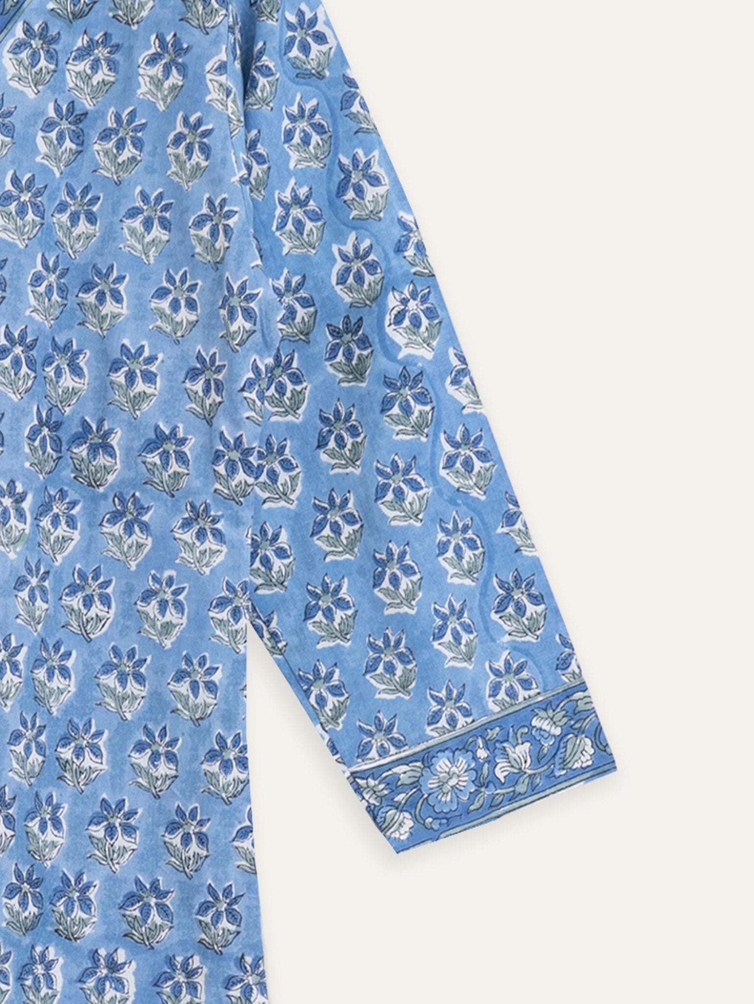 Krishna Cotton Block Printed Straight Kurta - AINA