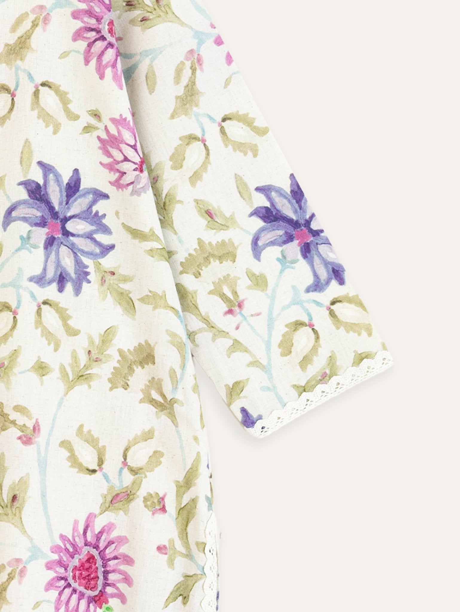 Lamiya Cotton Flax Printed Straight Kurta - AINA