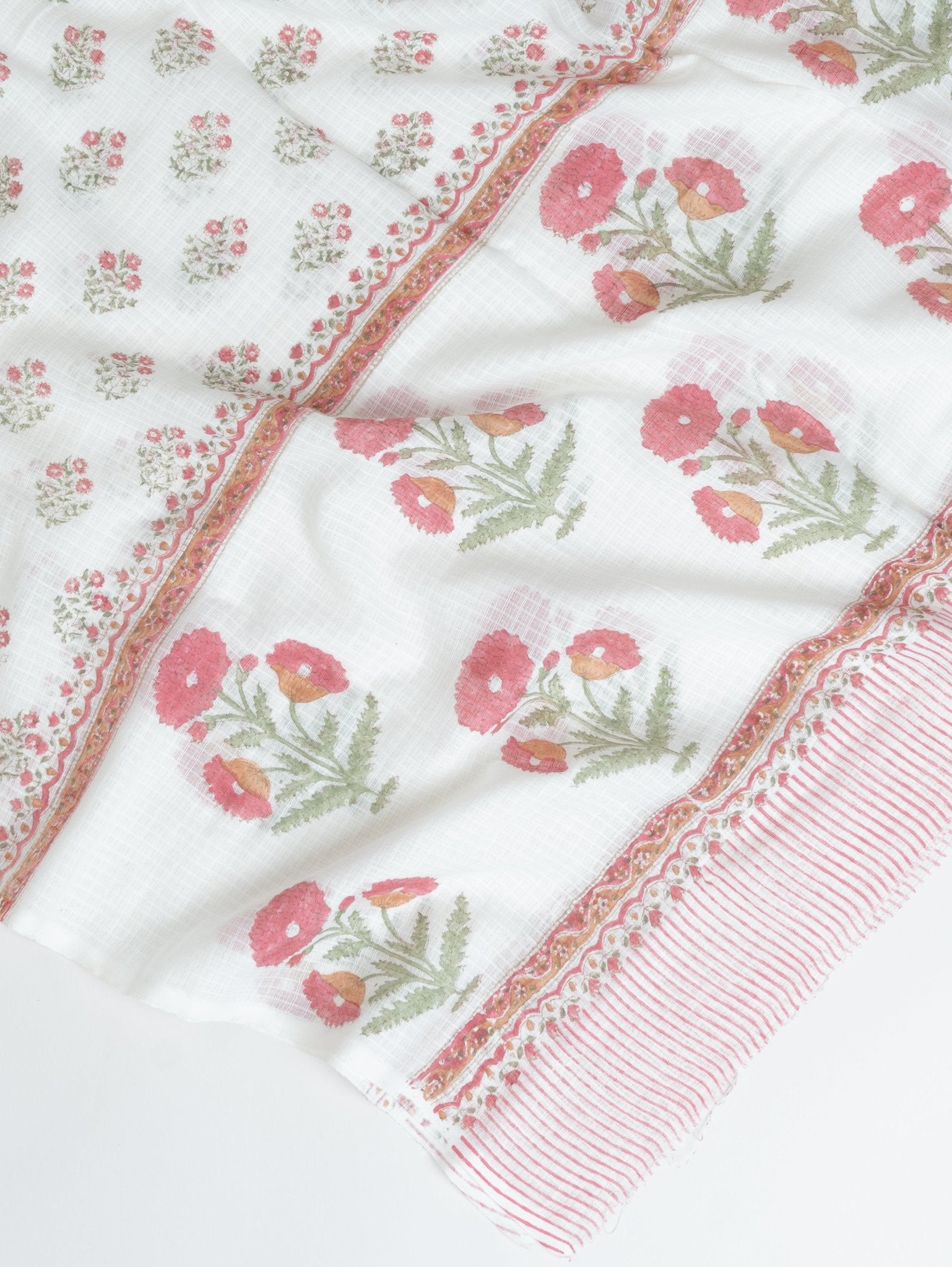 Lasna Cotton Block Printed Unstitched Suit Set - 3 Piece - AINA