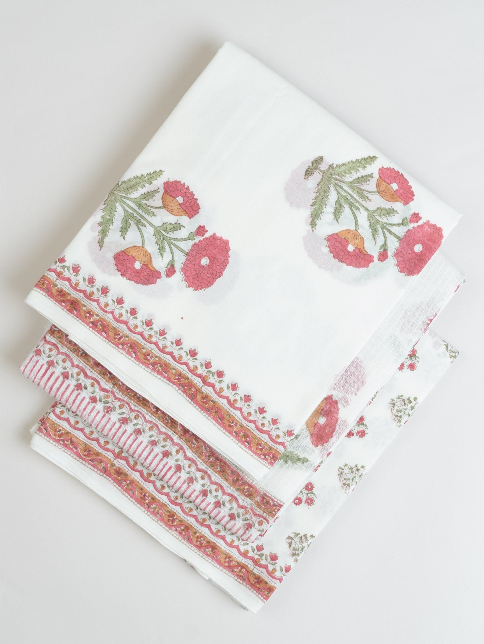 Lasna Cotton Block Printed Unstitched Suit Set - 3 Piece - AINA