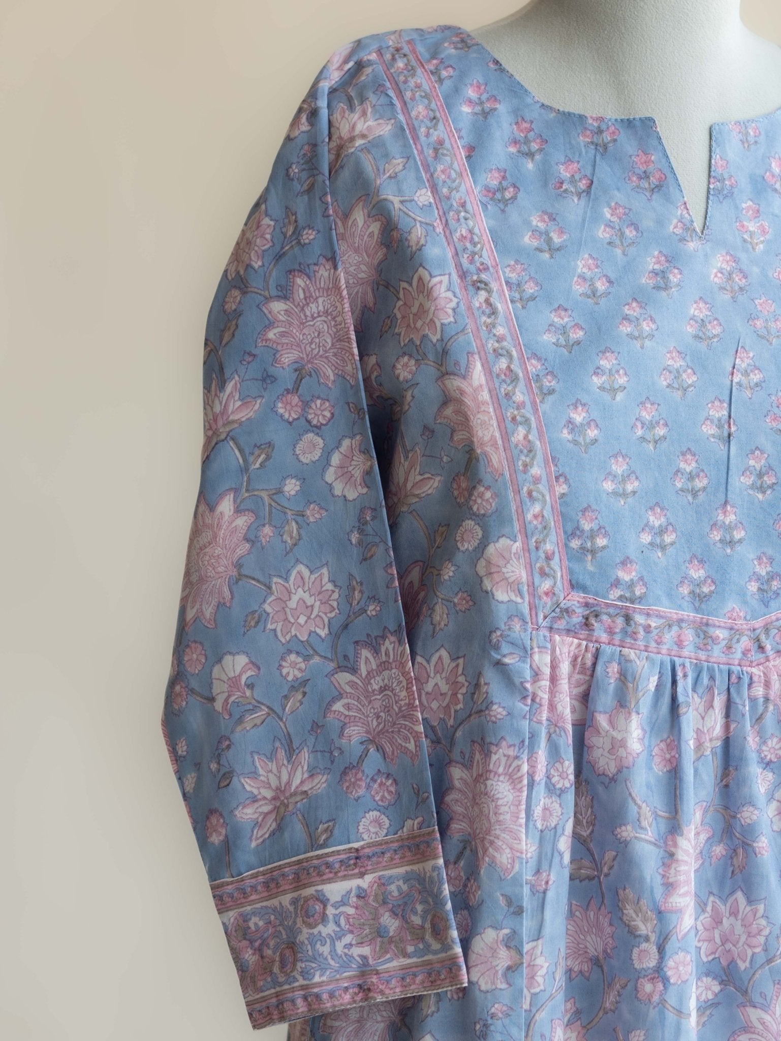 Layana Cotton Block Printed A - line Kurta - AINA