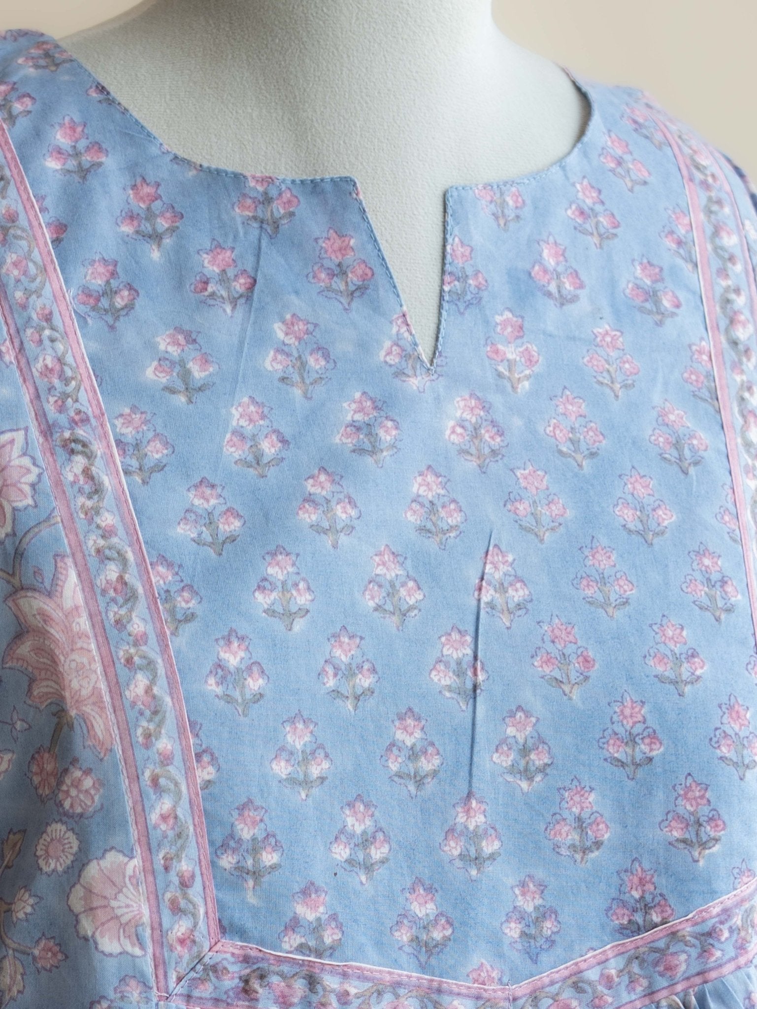 Layana Cotton Block Printed A - line Kurta - AINA