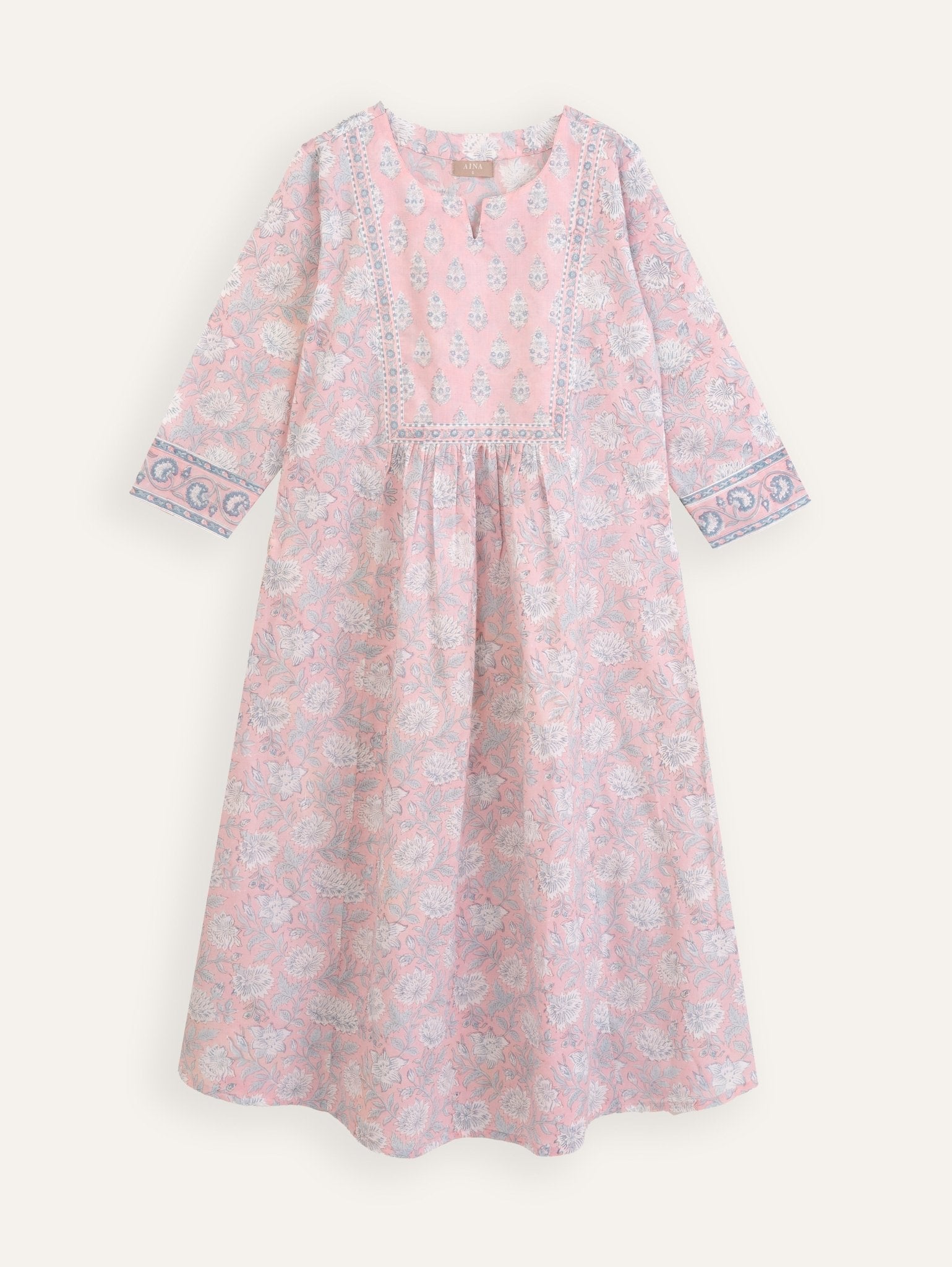 Layth Cotton Block Printed A - Line Suit Set - AINA