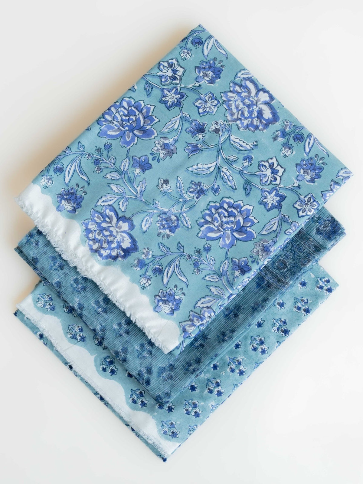Leesha Cotton Block Printed Unstitched Suit Set - 3 Piece - AINA
