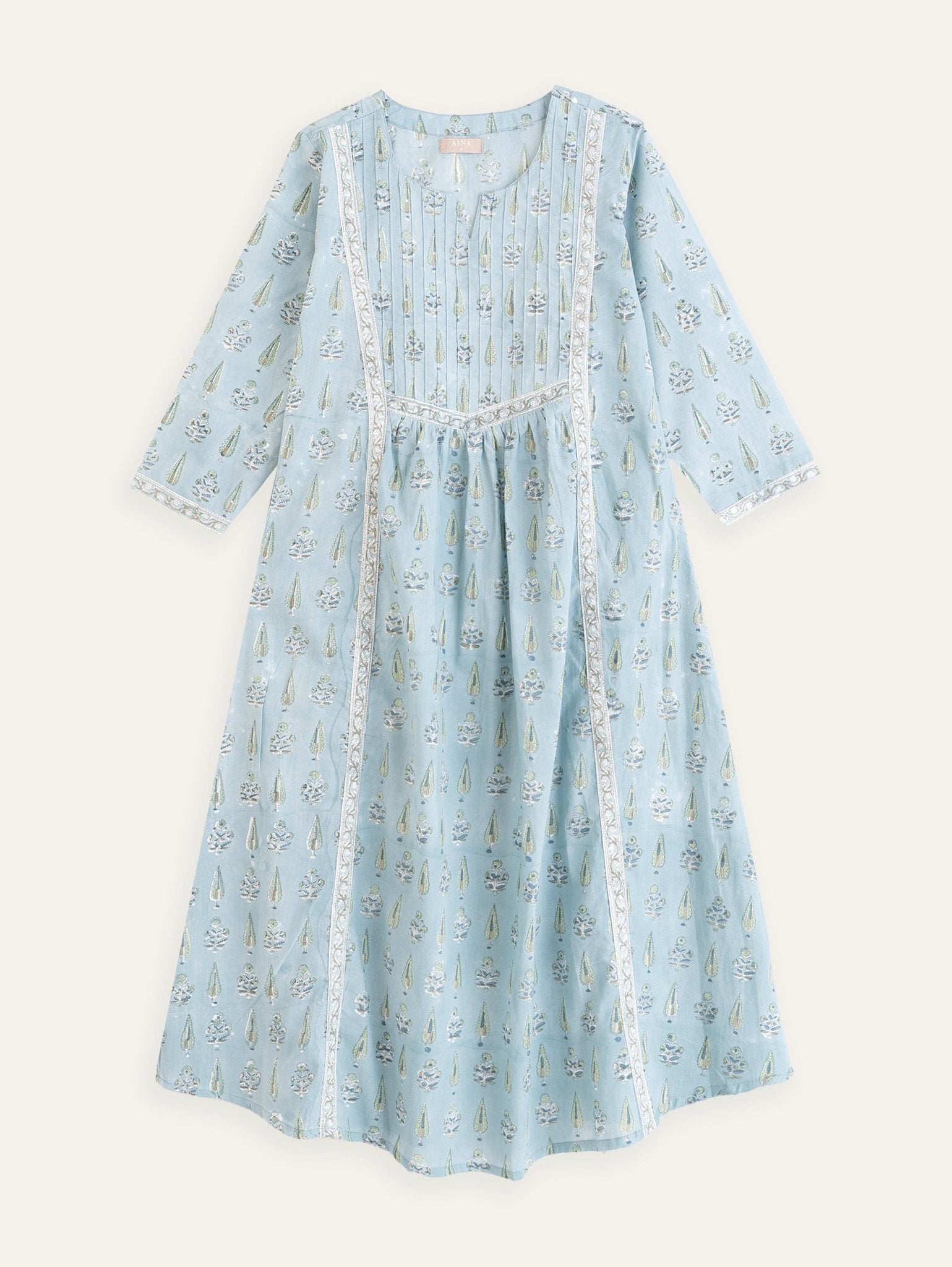 Lena Cotton Block Printed A - Line Kurta - AINA