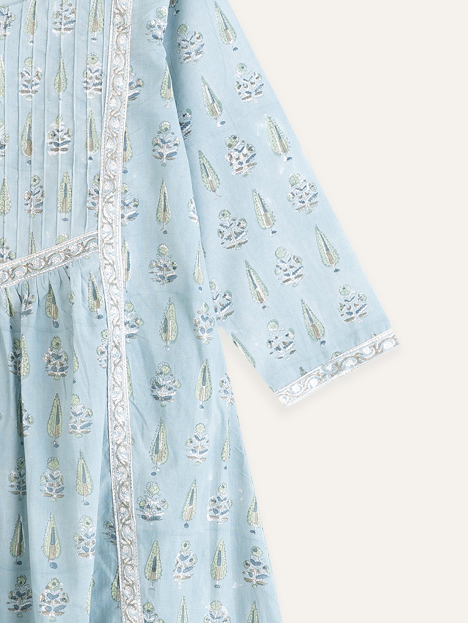 Lena Cotton Block Printed A - Line Kurta - AINA