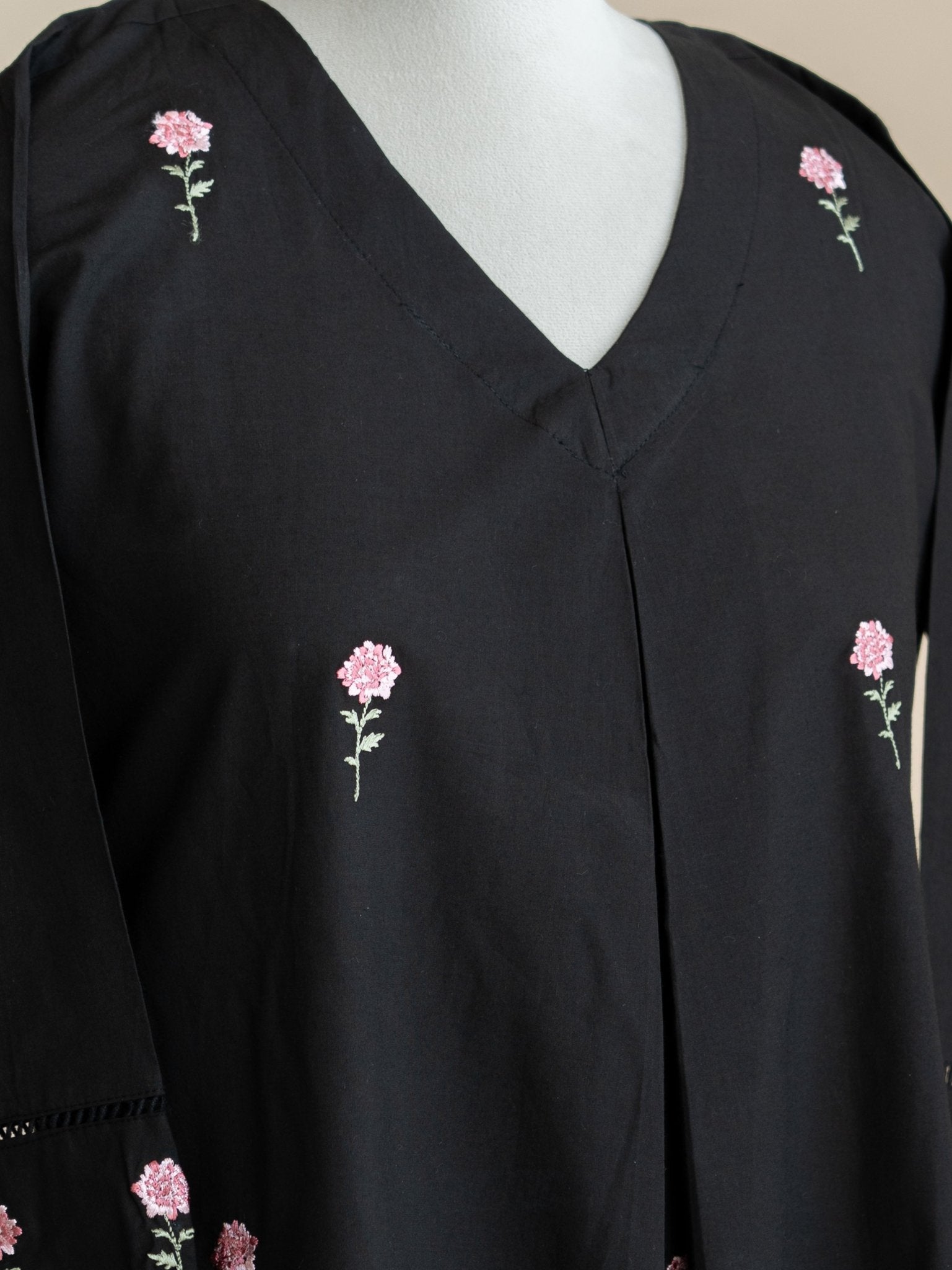 Leya Cotton Embroidered A - Line Kurta - AINA