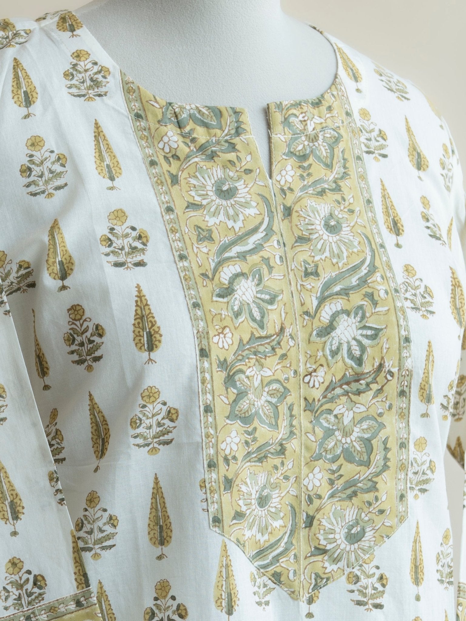 Lina Cotton Block Printed Straight Kurta - AINA