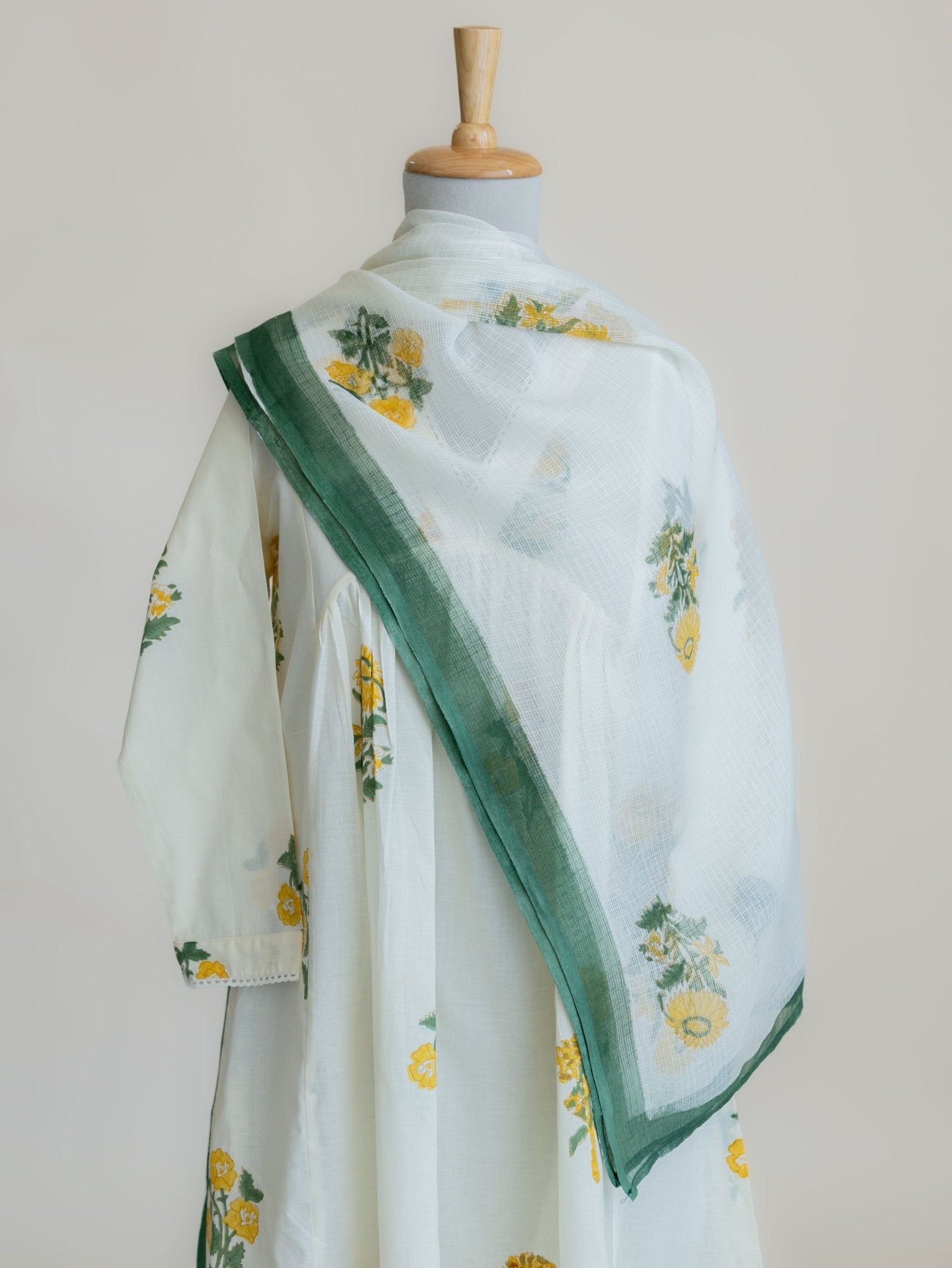 Lisha Cotton Block Printed A-Line Suit Set - AINA