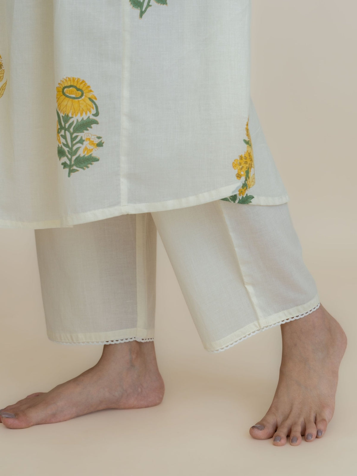 Lisha Cotton Block Printed A-Line Suit Set - AINA