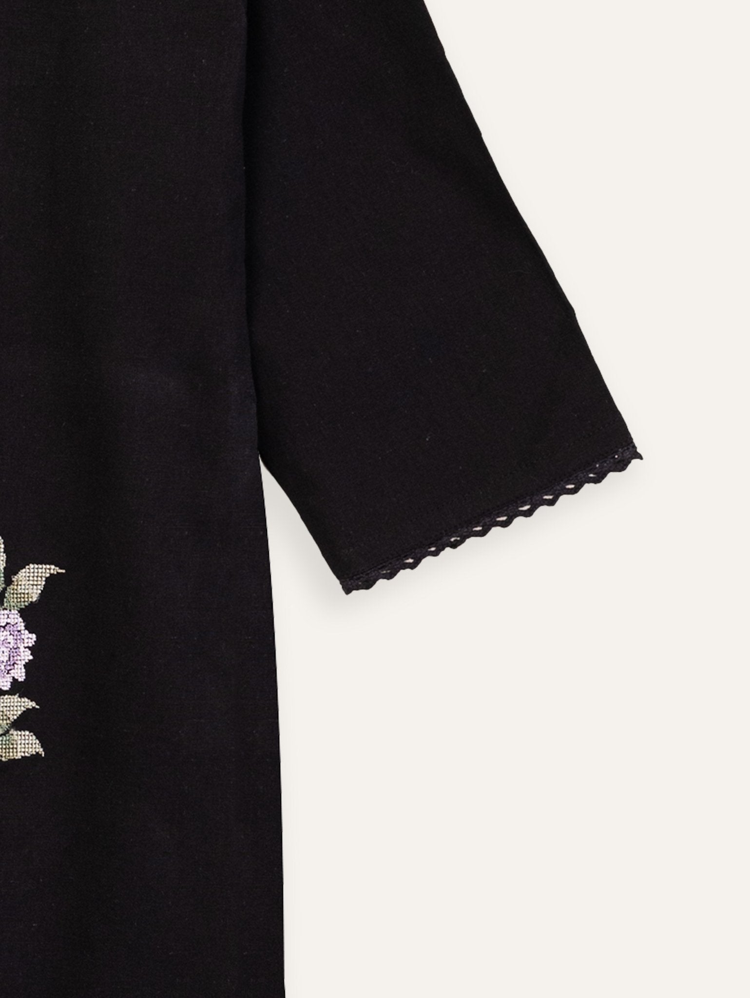 Lubna Cotton Flax Embroidered Straight Kurta - AINA