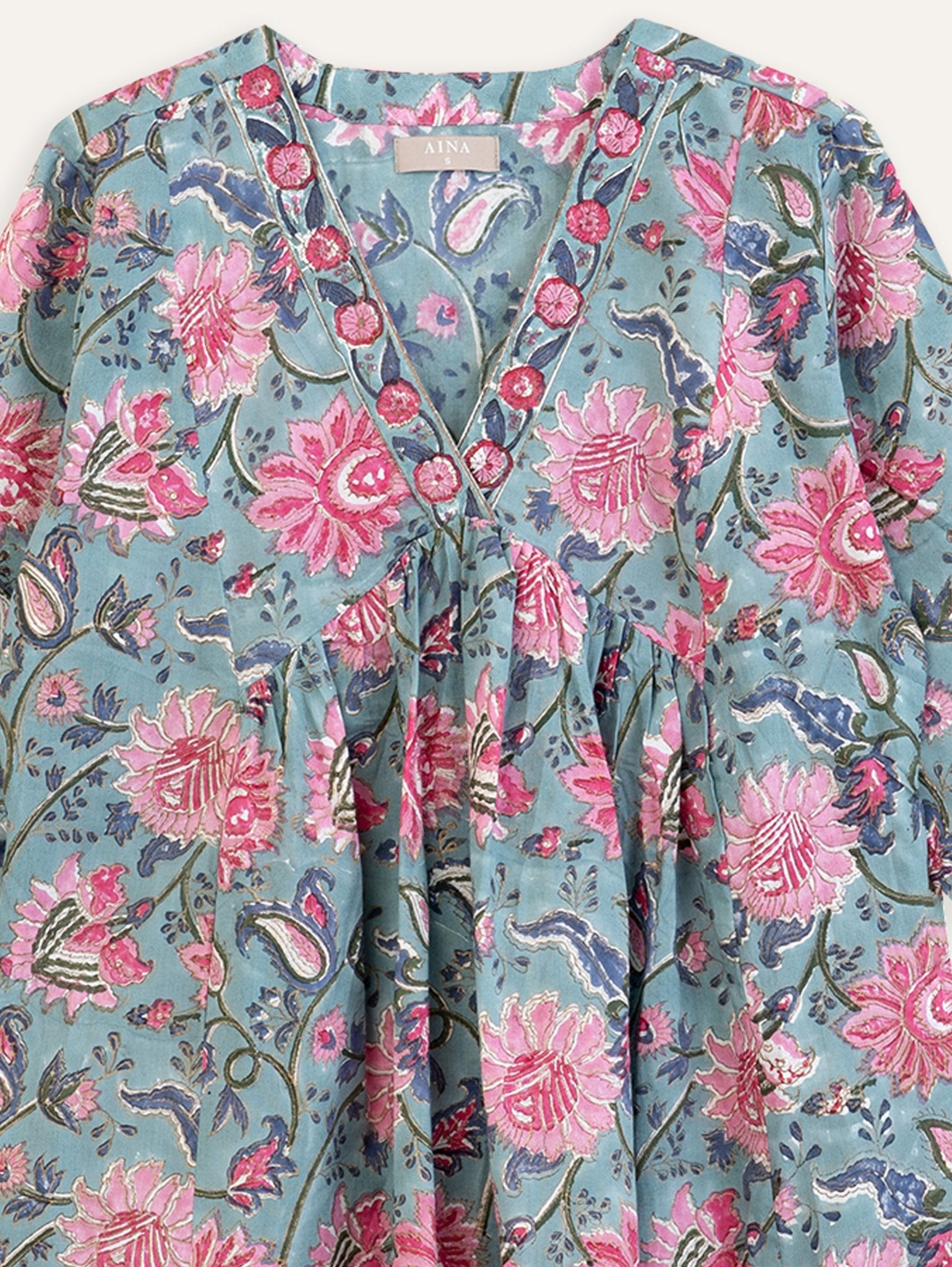 Lucia Cotton Block Printed A Line Kurta - AINA