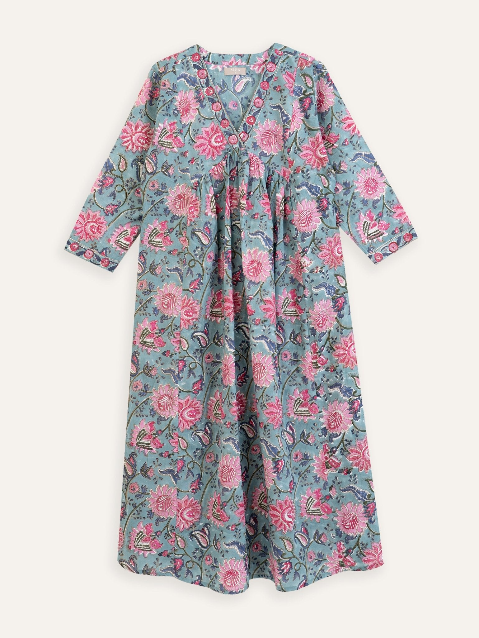 Lucia Cotton Block Printed A Line Kurta - AINA