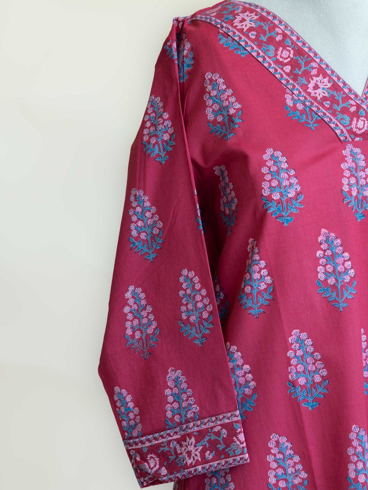 Lyra Cotton Block Printed Straight Kurta - AINA
