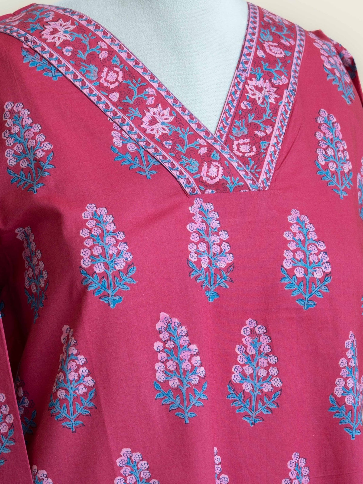 Lyra Cotton Block Printed Straight Kurta - AINA