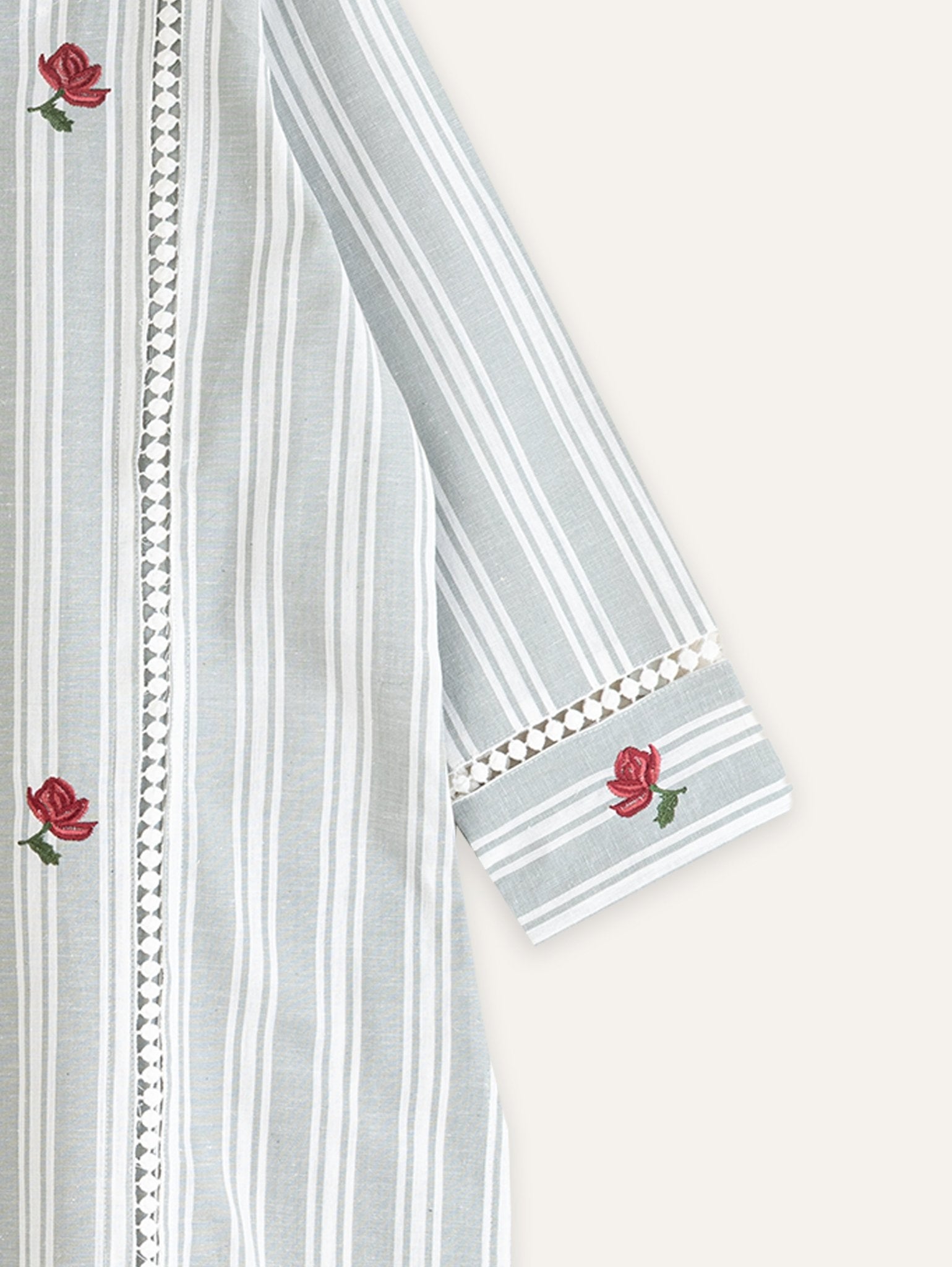 Madhulika Cotton Handloom Embroidered Straight Kurta - AINA
