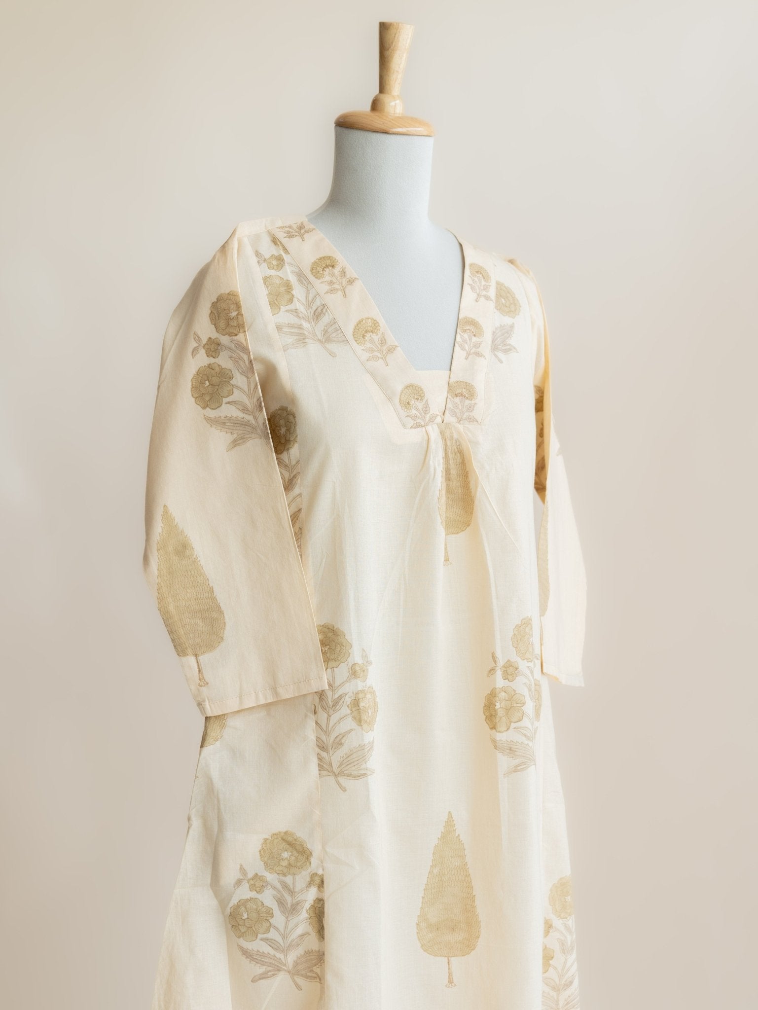 Madiha Cotton Block Printed A Line Kurta - AINA