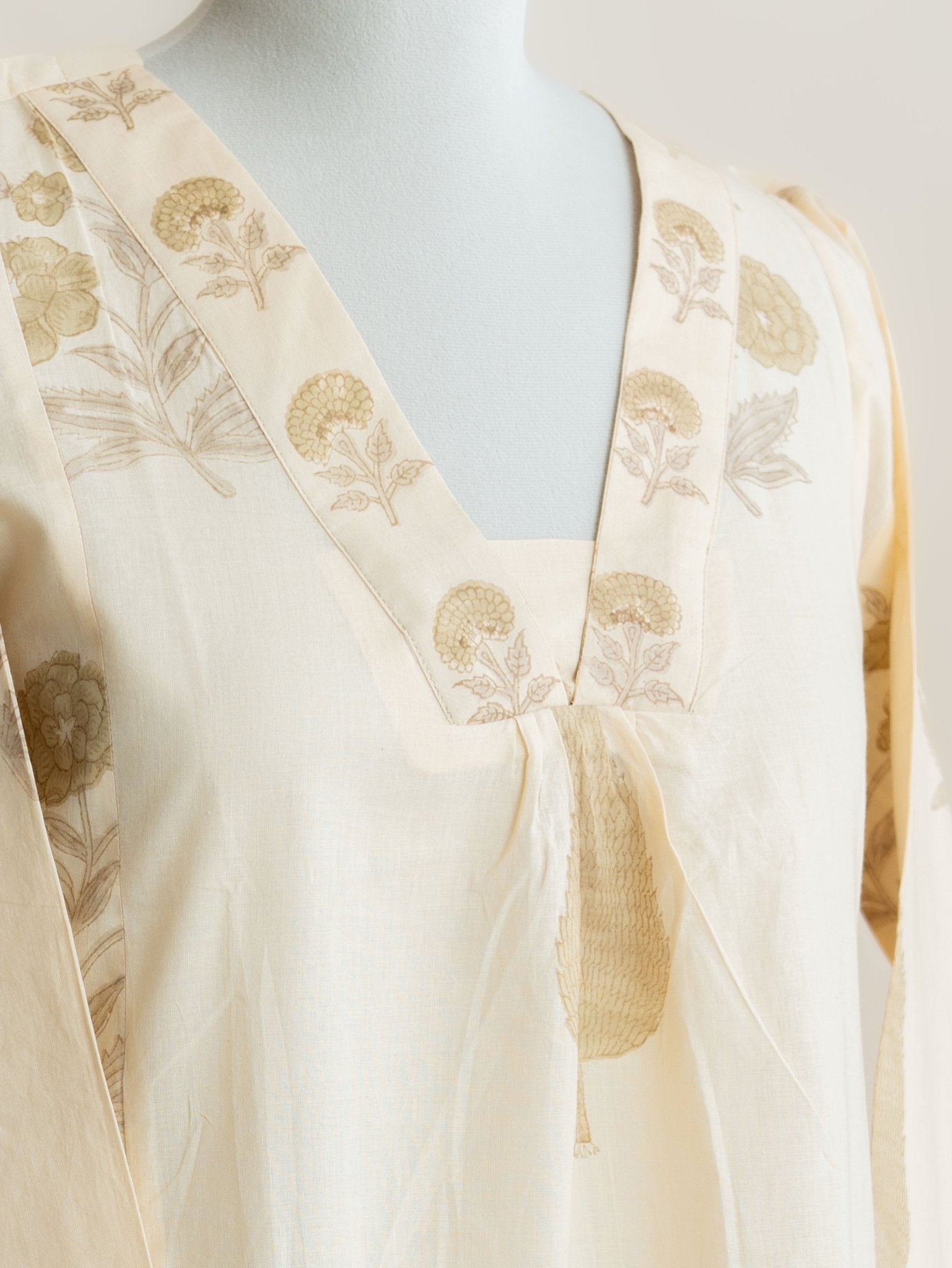 Madiha Cotton Block Printed A Line Kurta - AINA