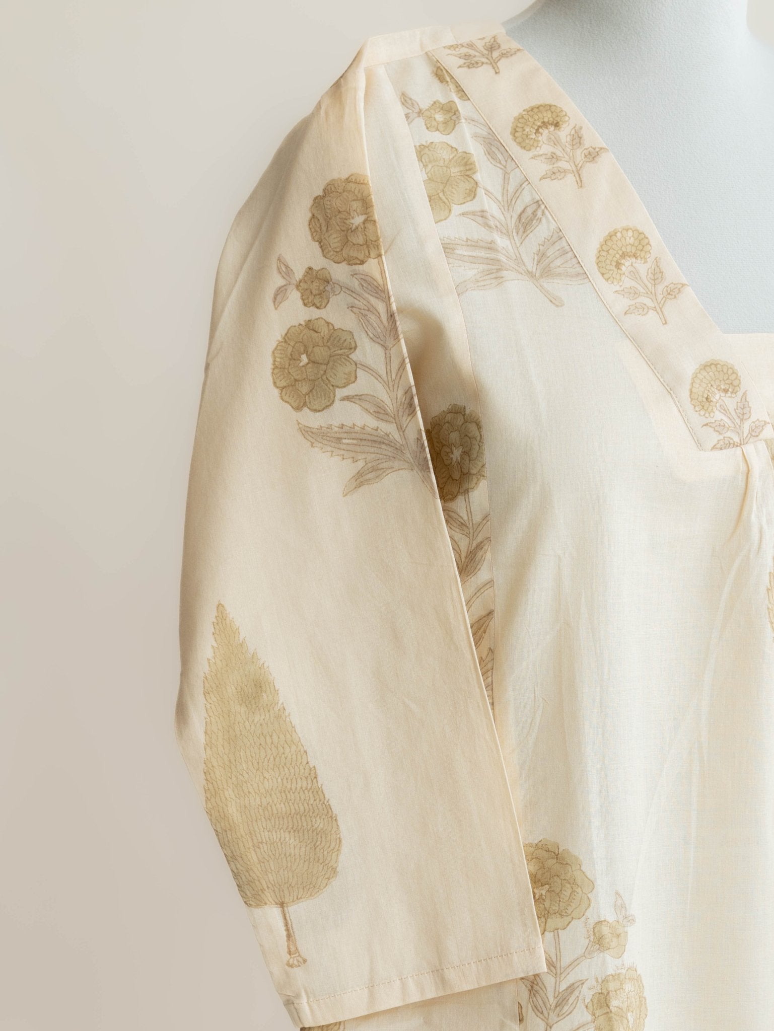 Madiha Cotton Block Printed A Line Kurta - AINA