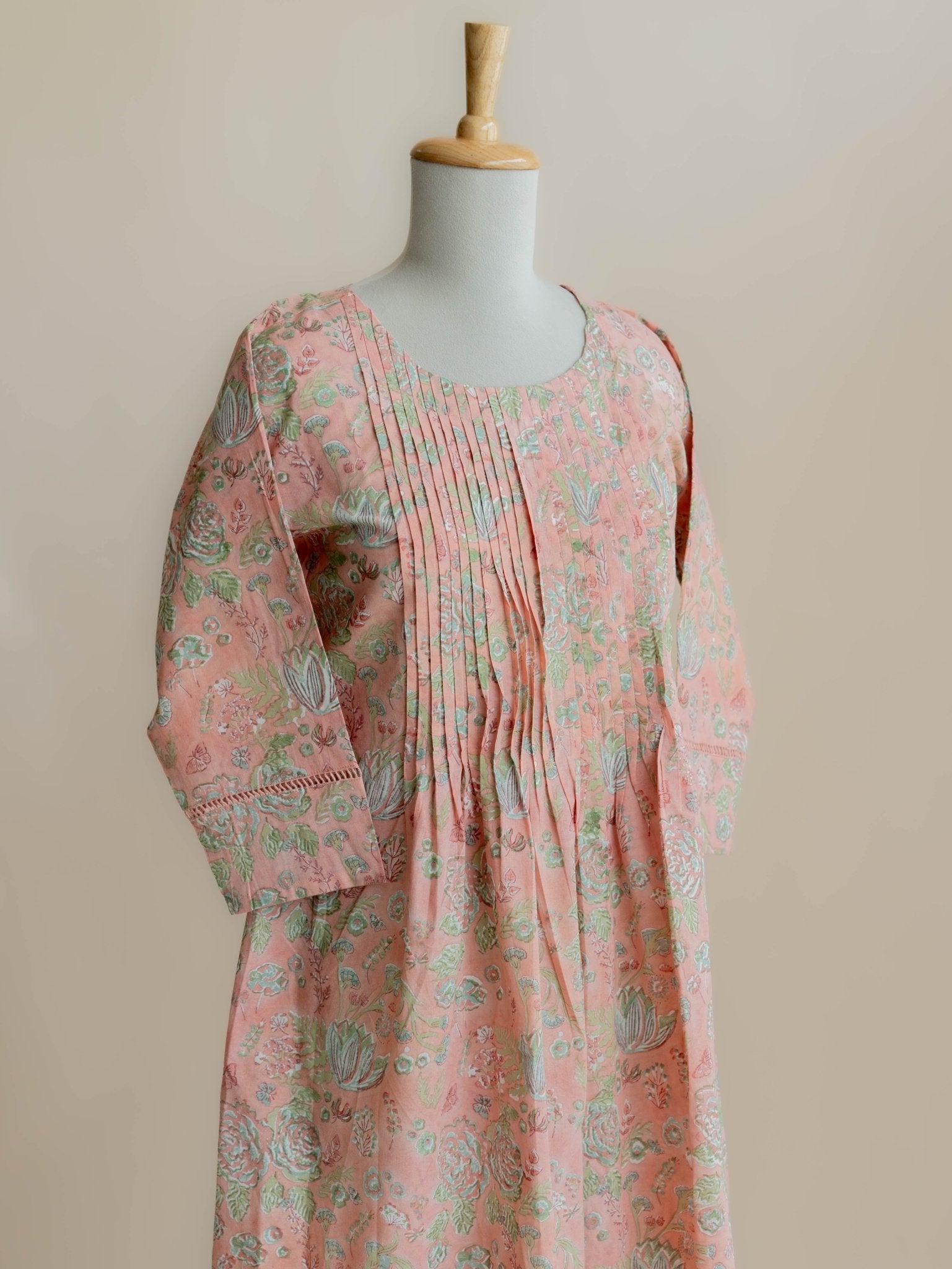 Mahira Cotton Block Printed A - Line Kurta - AINA