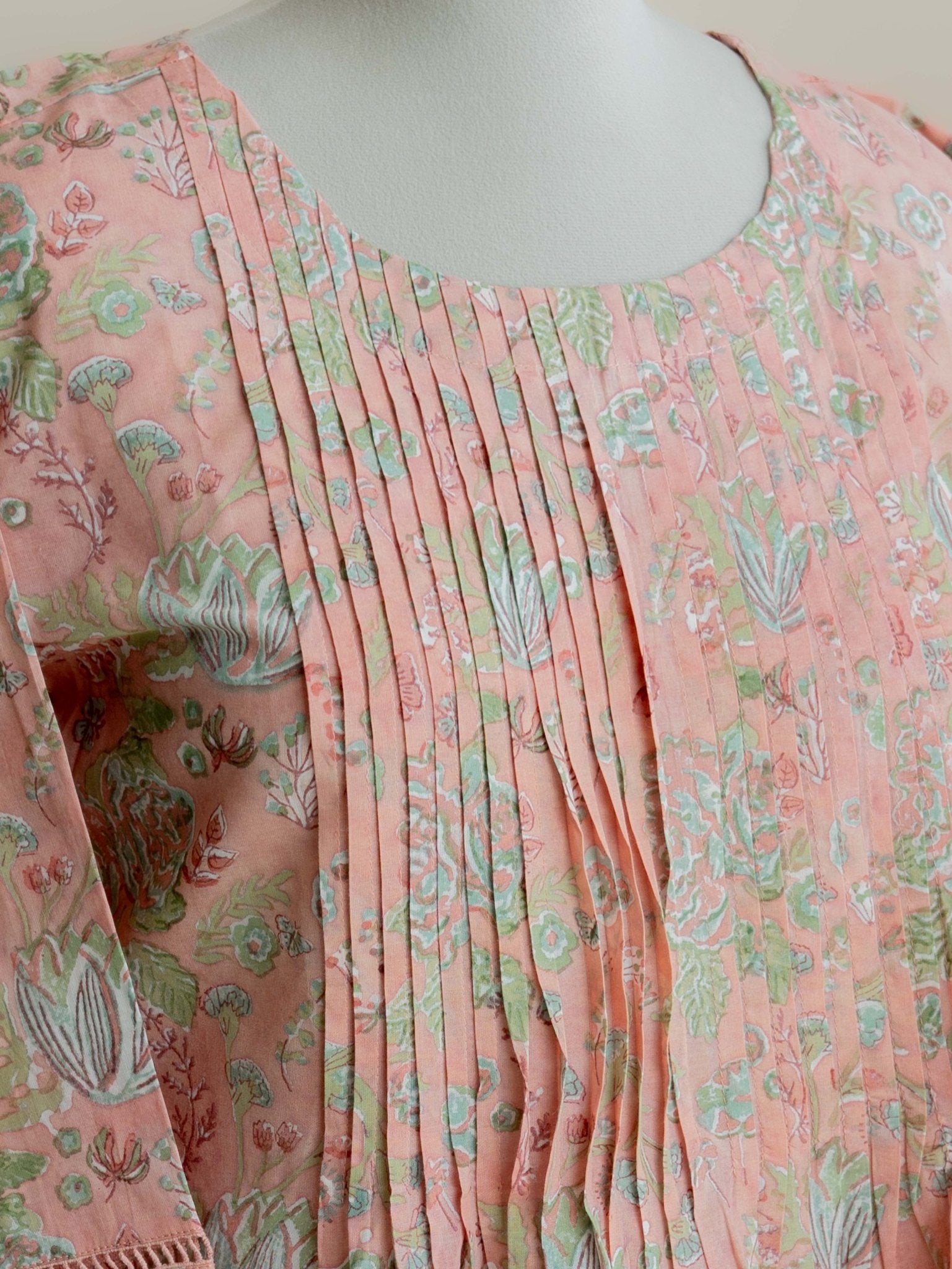 Mahira Cotton Block Printed A - Line Kurta - AINA