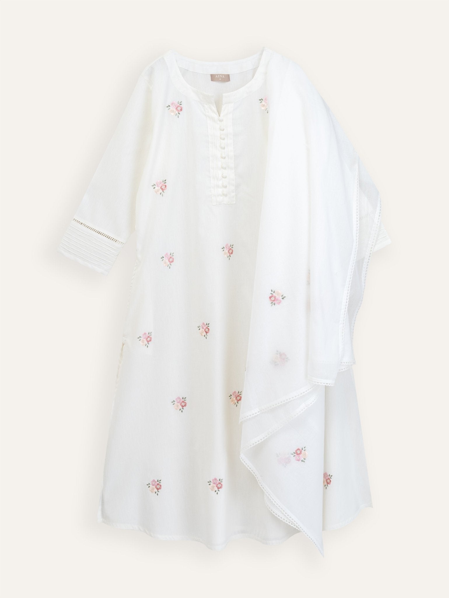 Malha Cotton Embroidered Dupatta - AINA