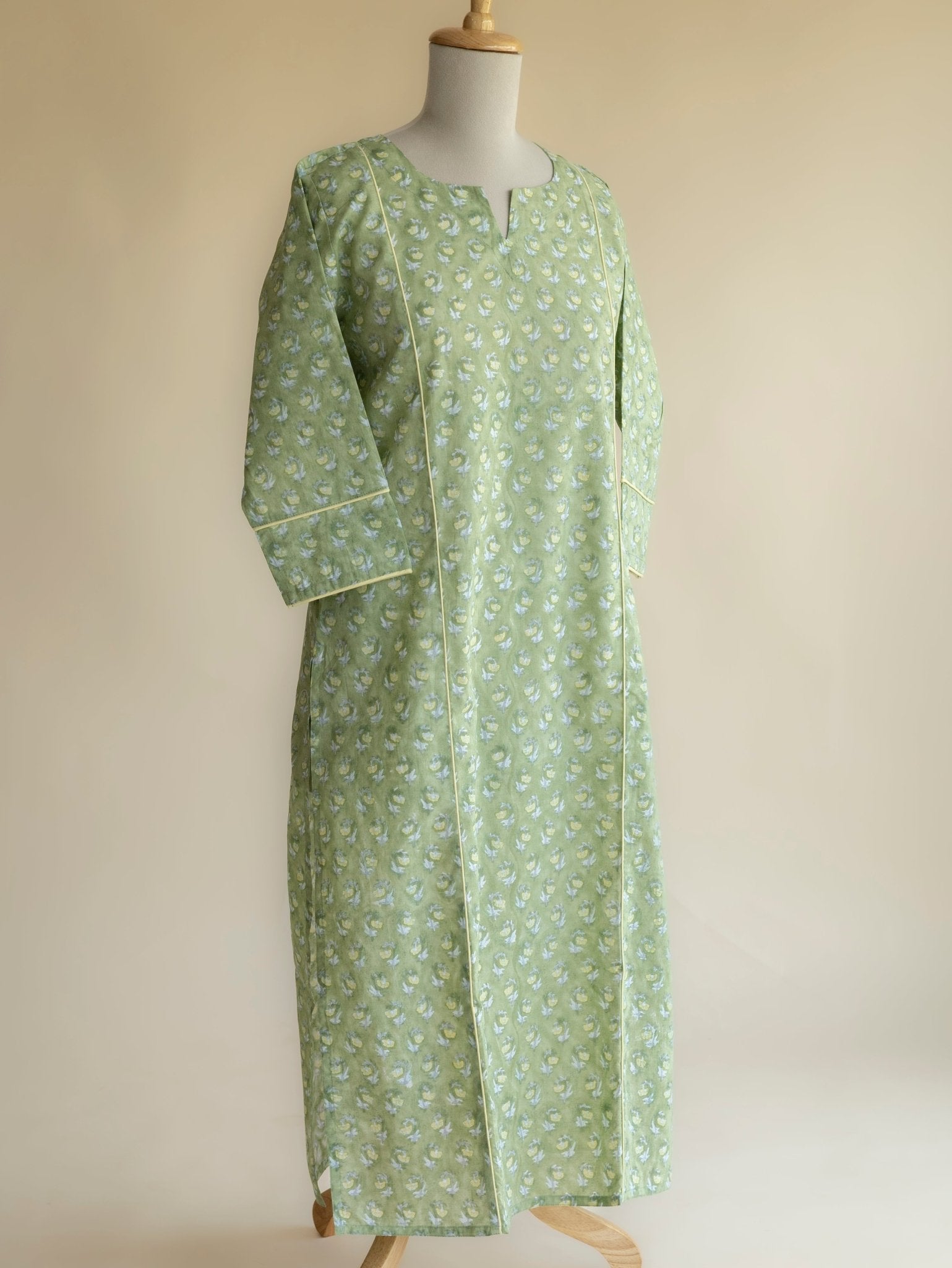 Manha Cotton Block Printed Straight Kurta - AINA