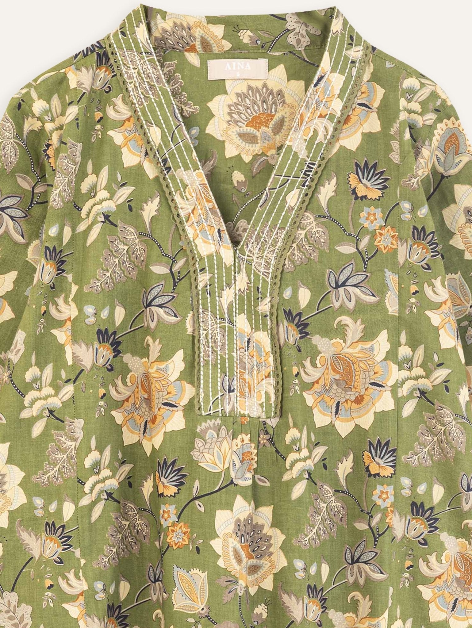 Manhitha Cotton Block Printed A Line Kurta - AINA