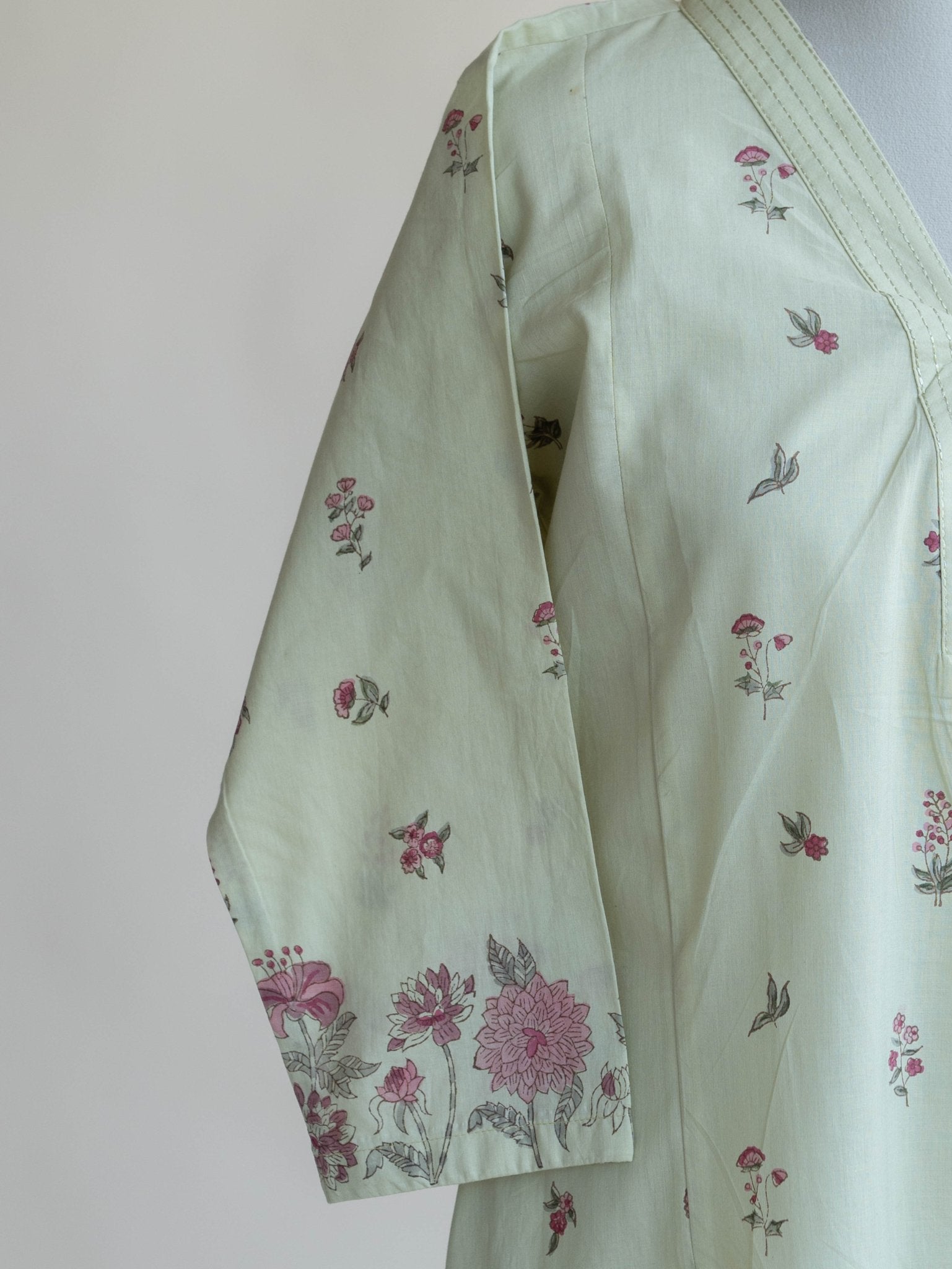 Mansha Cotton Block Printed A - Line Kurta - AINA