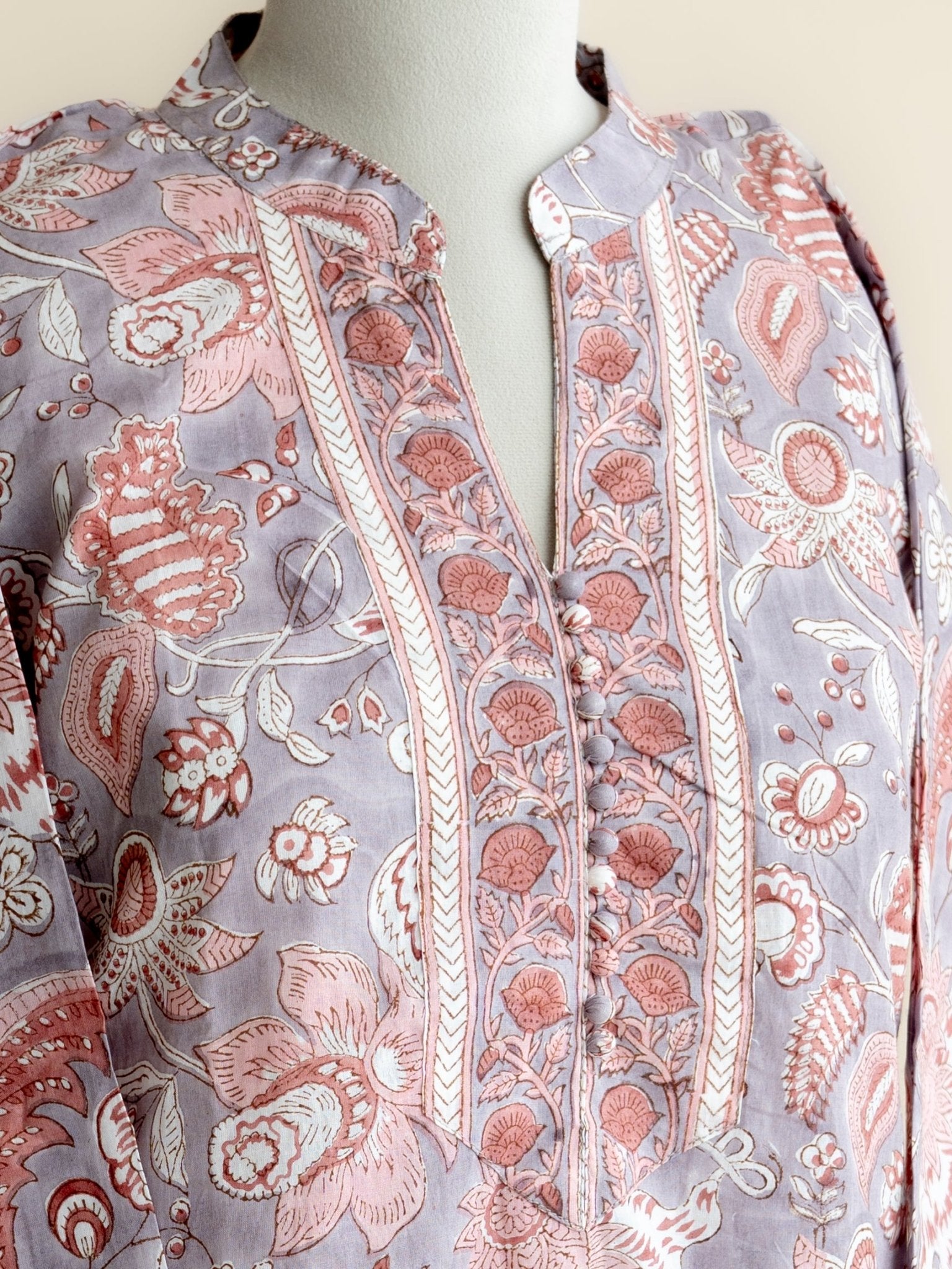 Manvika Cotton Block Printed Straight Kurta - AINA