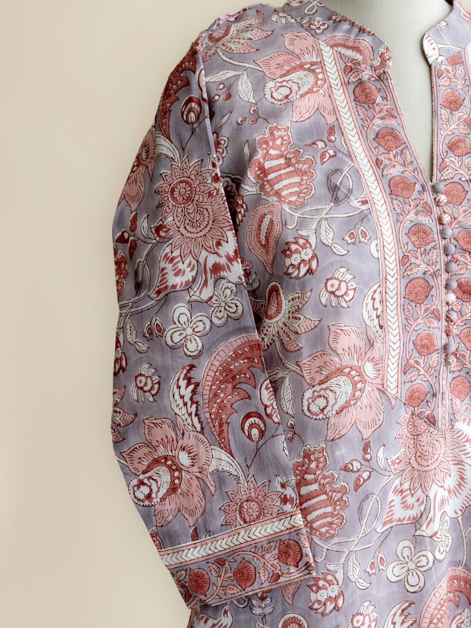 Manvika Cotton Block Printed Straight Kurta - AINA