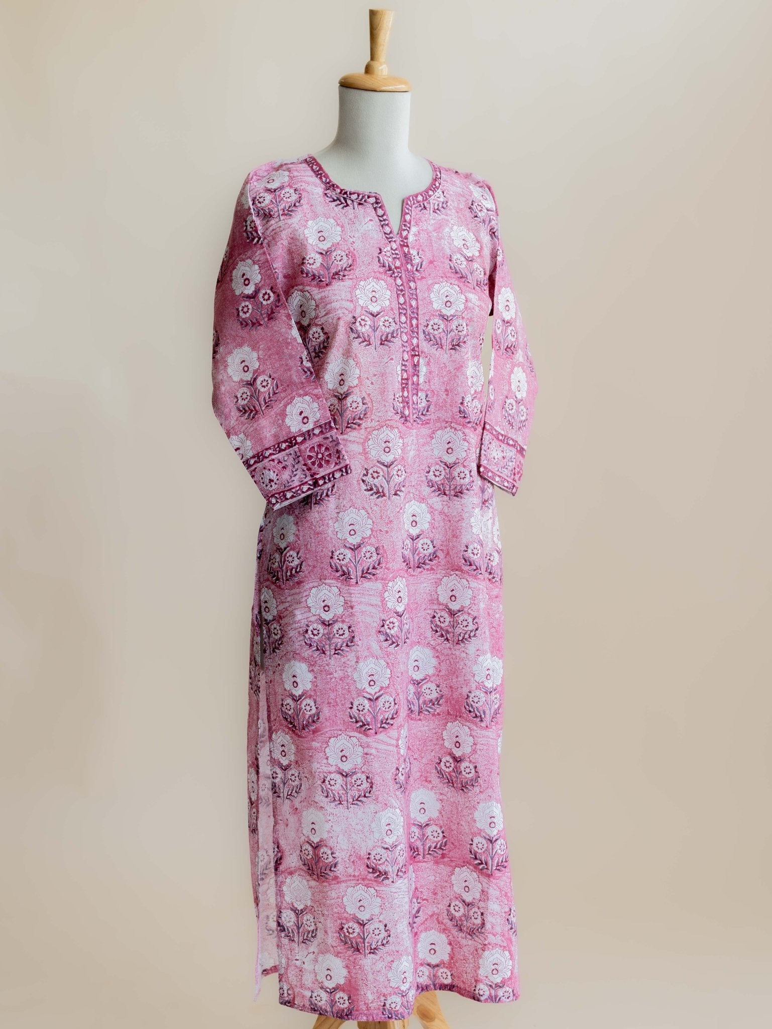 Meenal Cotton Block Printed Straight Kurta - AINA