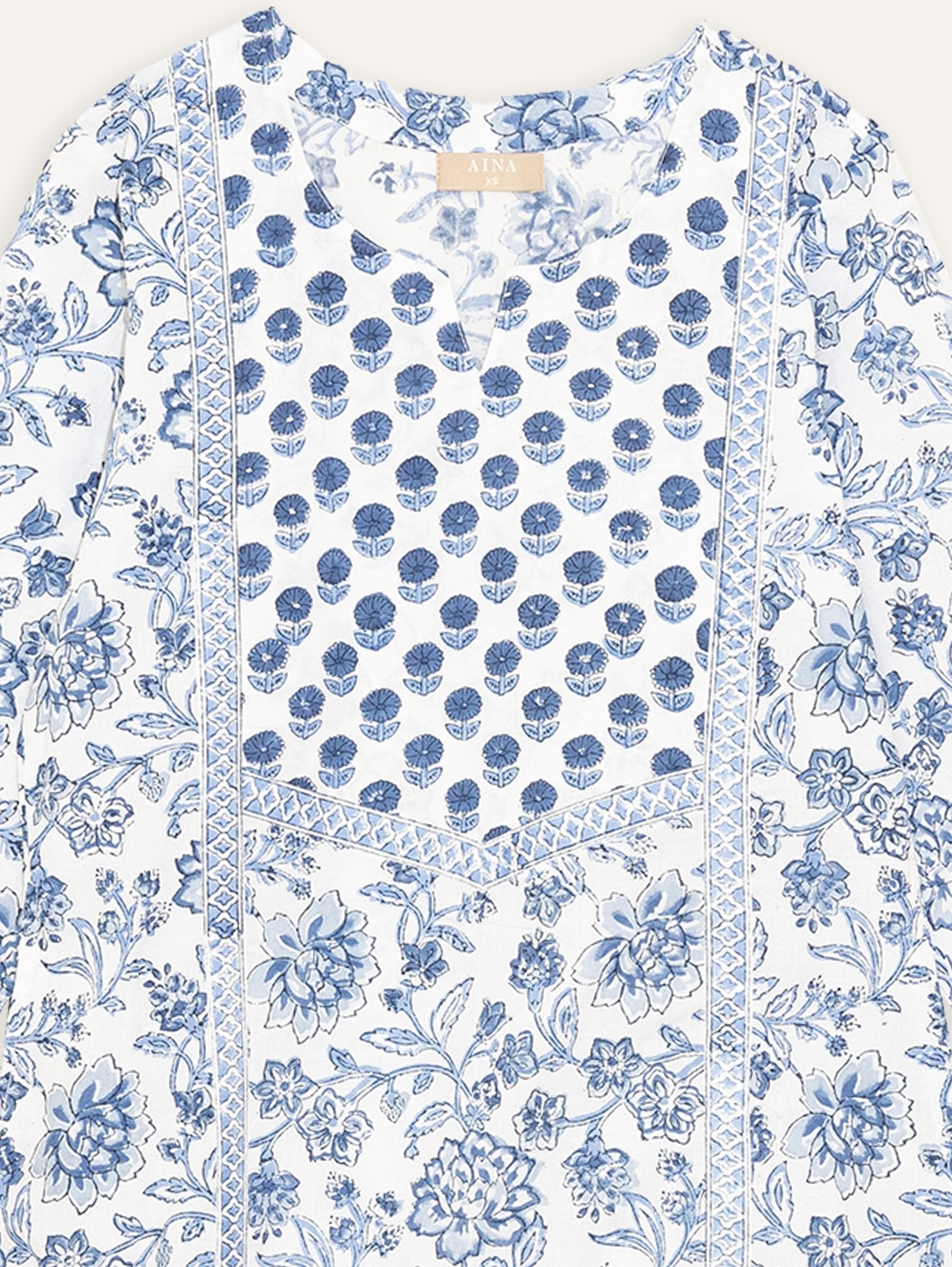 Meghana Cotton Block Printed Straight Kurta - AINA