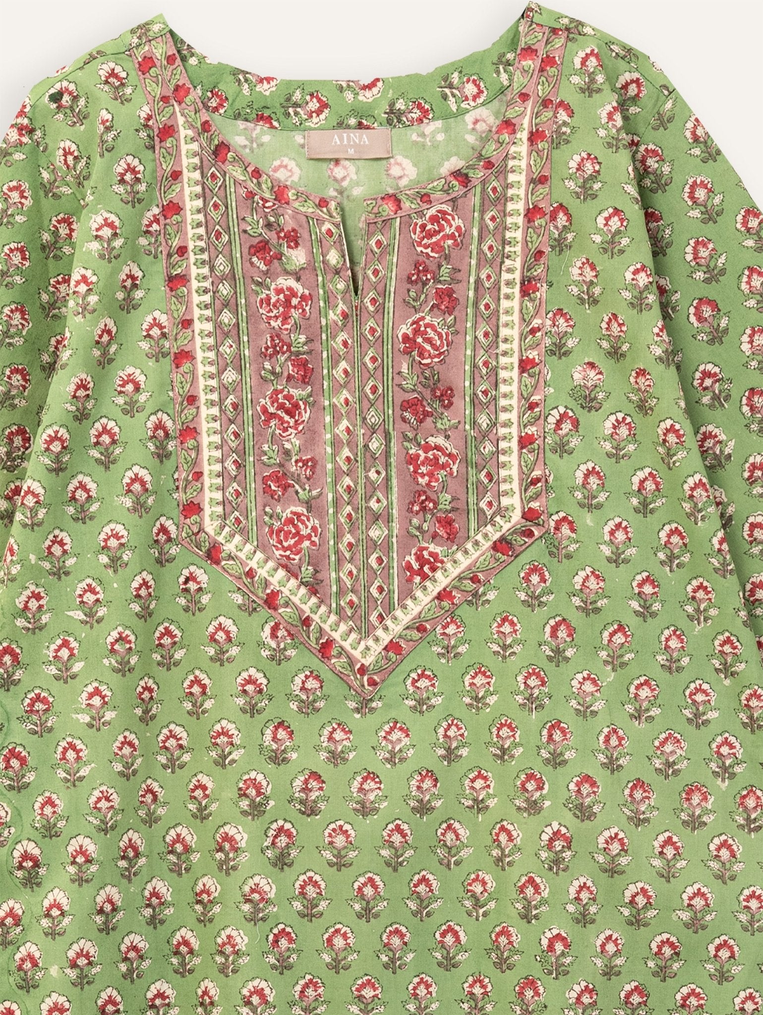 Mehak Cotton Block Printed Straight Kurta - AINA