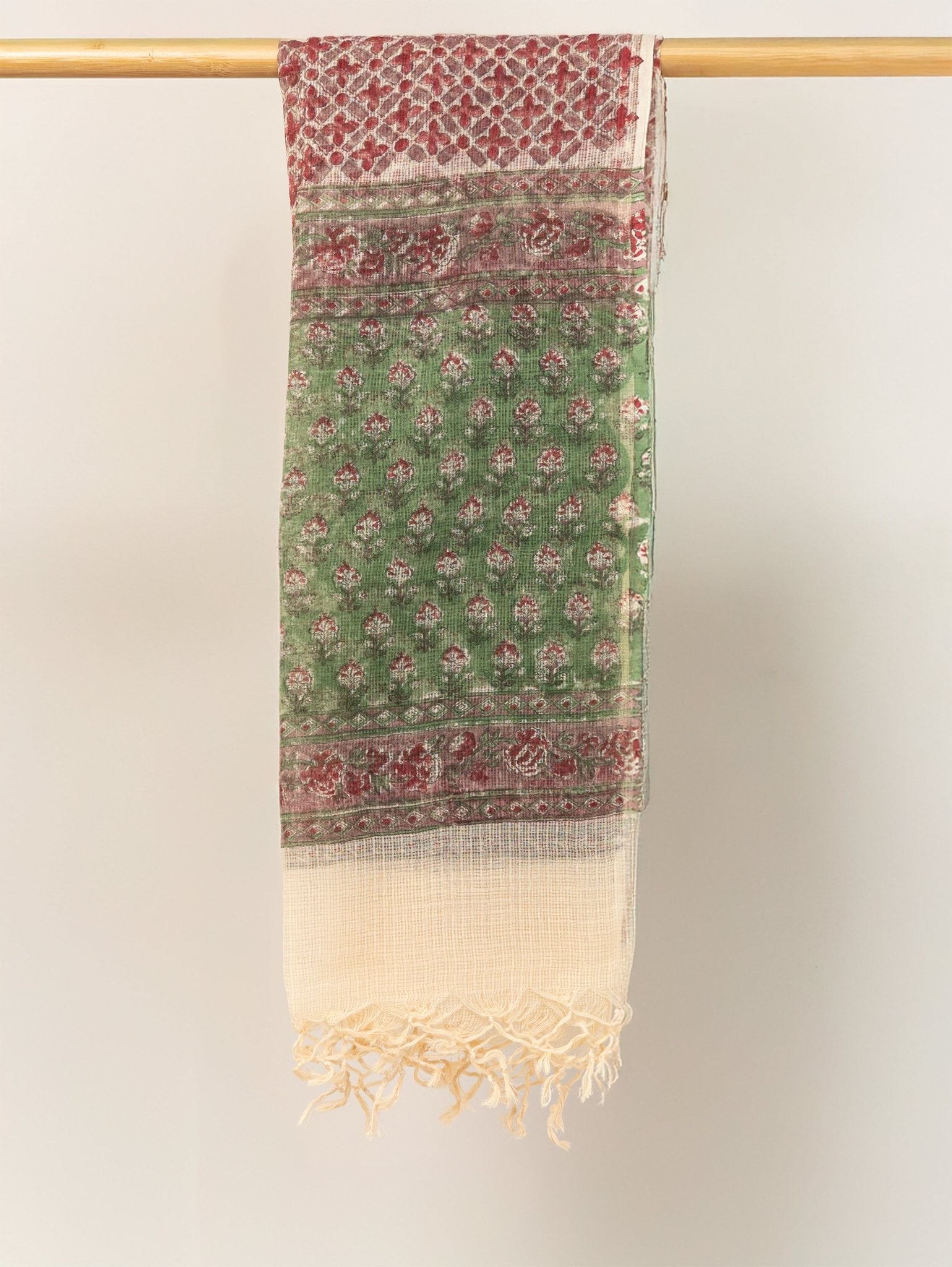 Mehak Kota Doria Block Printed Dupatta - AINA