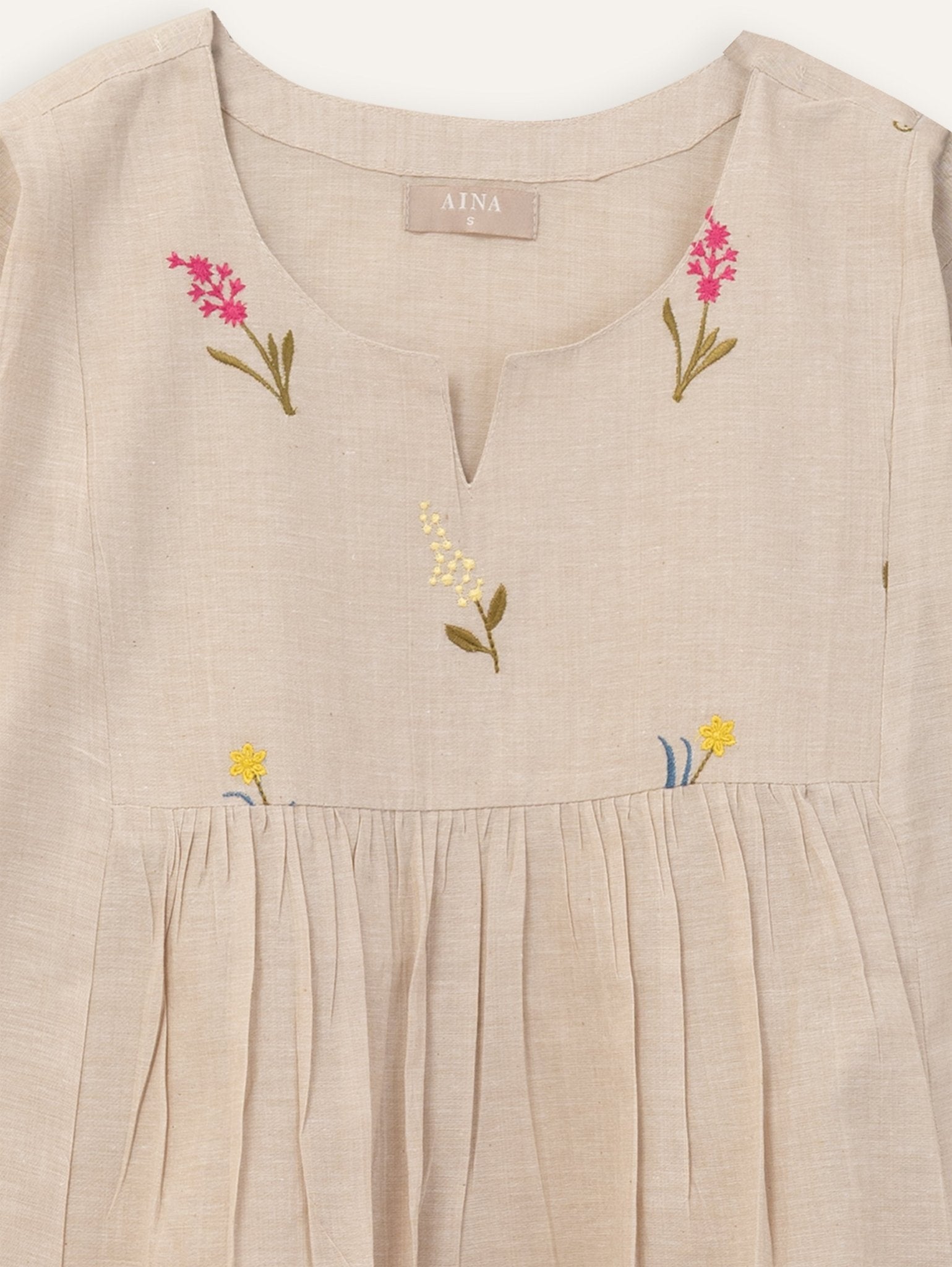 Mehara Cotton Embroidered A - Line Kurta - AINA