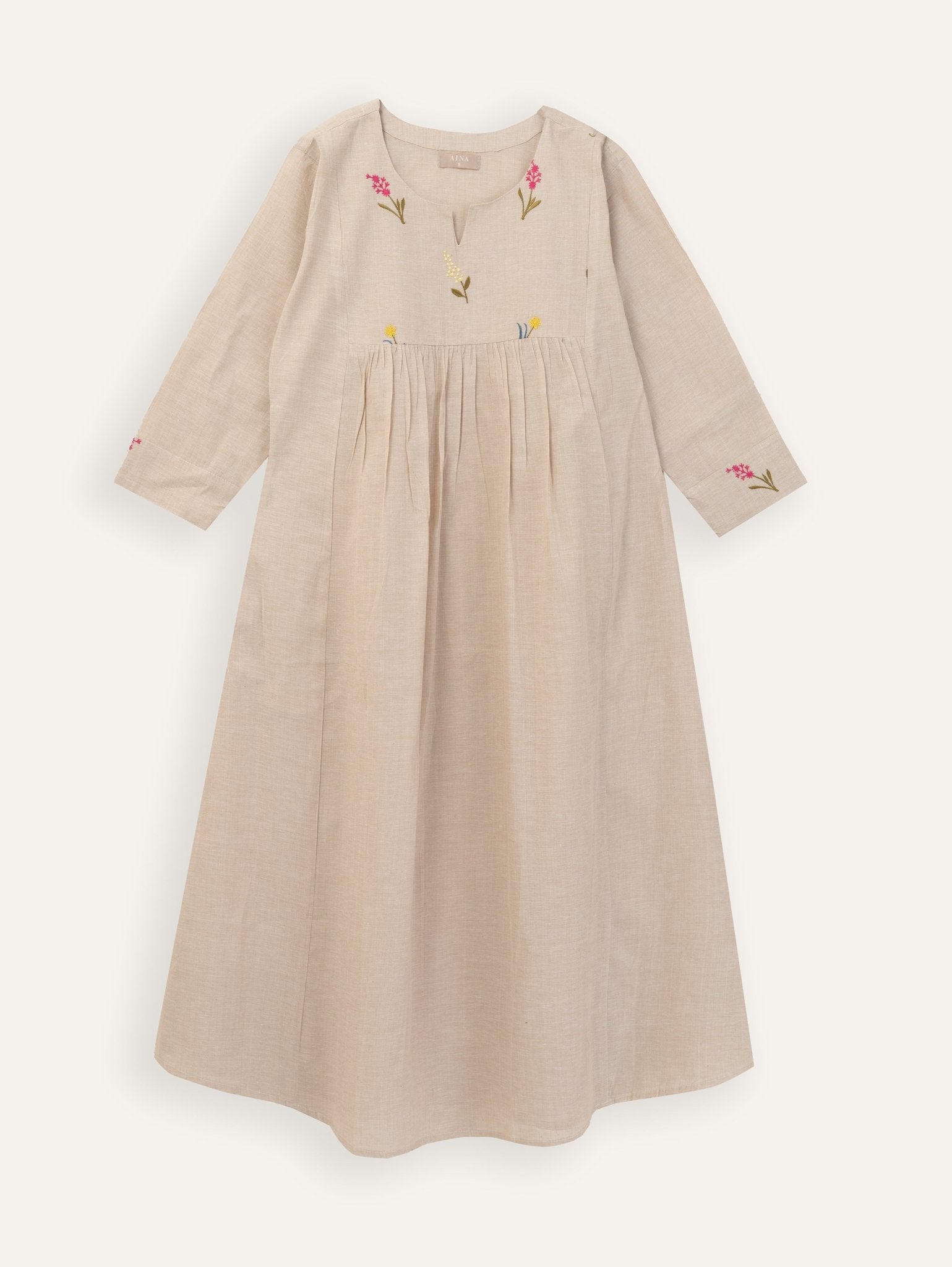 Mehara Cotton Embroidered A - Line Kurta - AINA