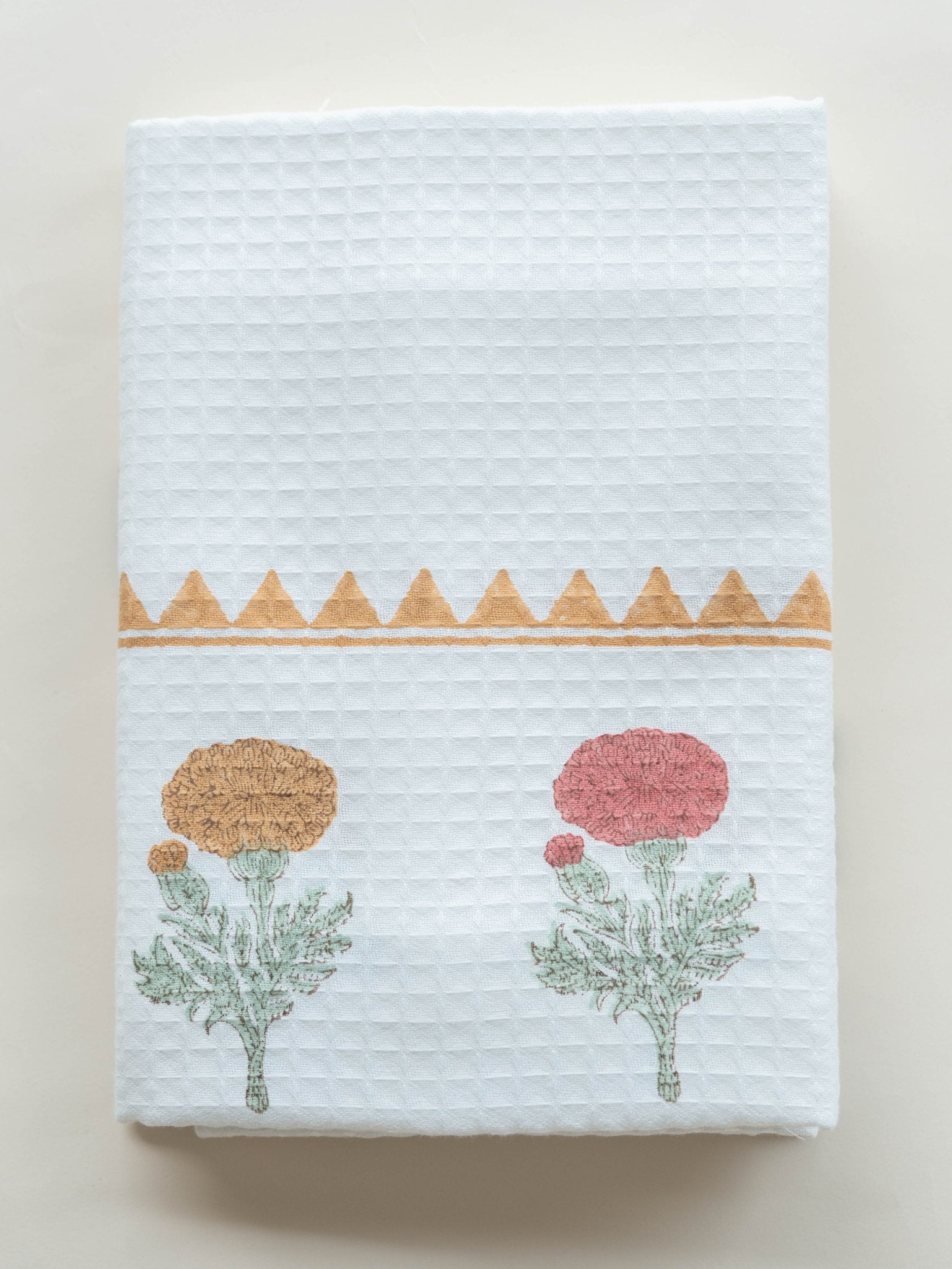 Meher Cotton Block Printed Honeycomb Bath Towel - AINA