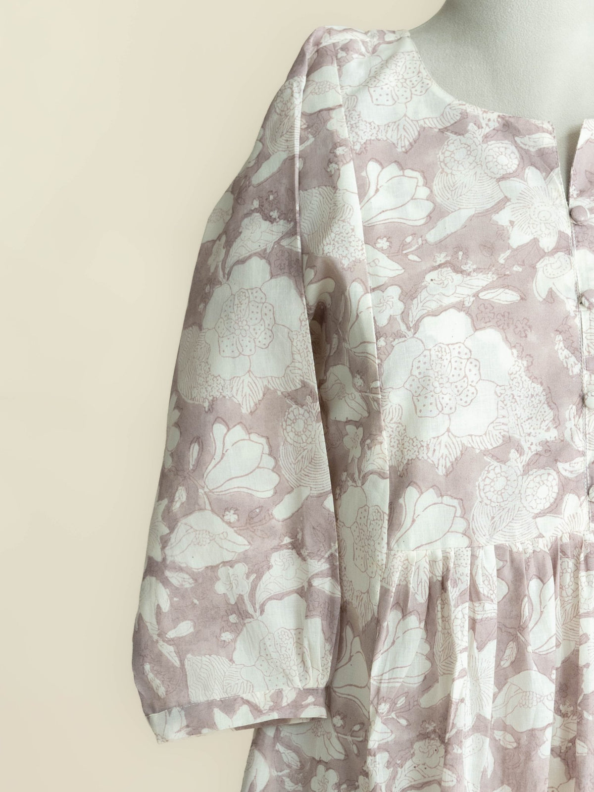Mehna Cotton Block Printed A Line Kurta - AINA
