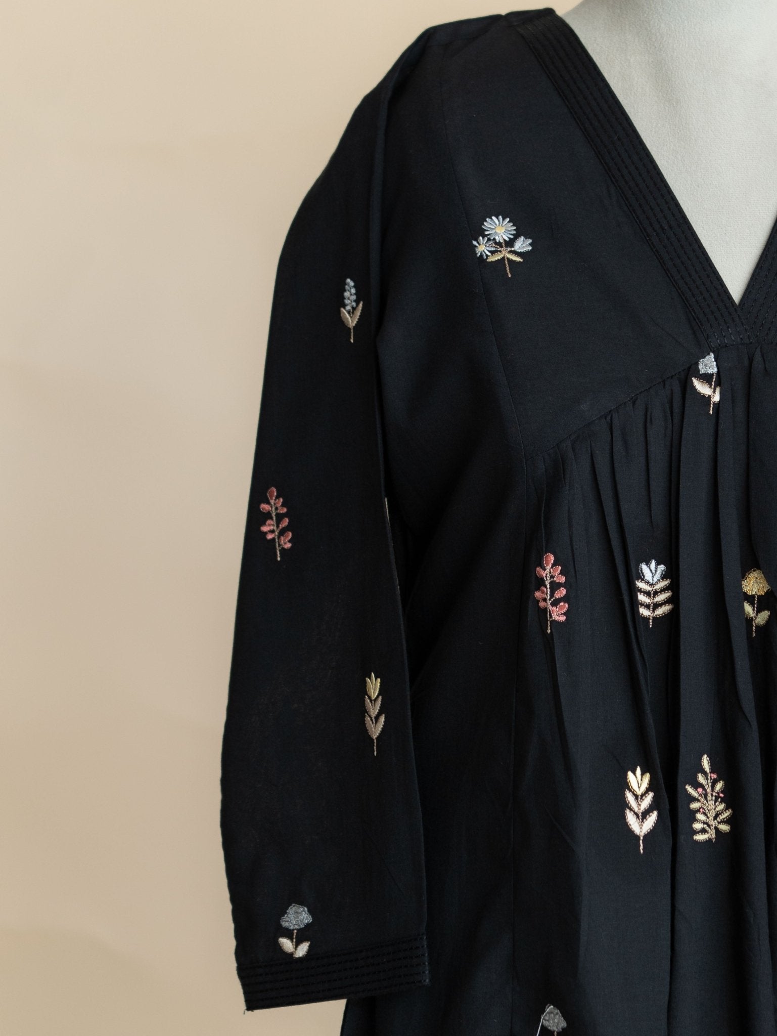 Mehza Cotton Embroidered A-Line Kurta - AINA