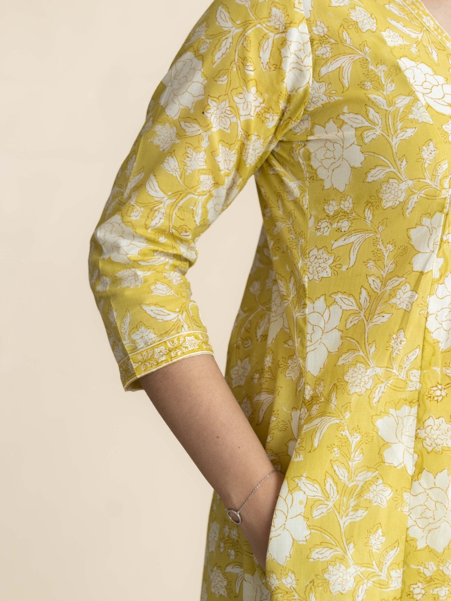 Melani Cotton Block Printed A-Line Suit Set - AINA