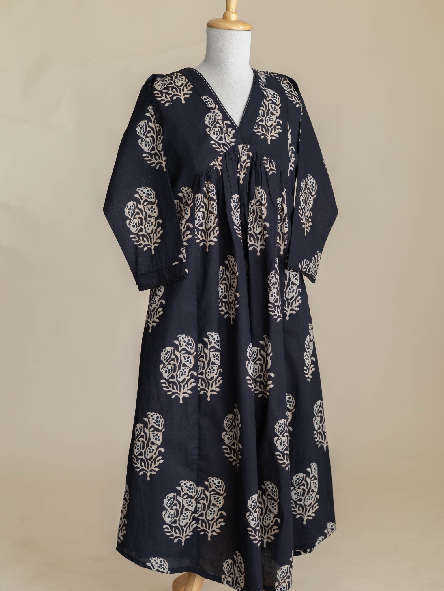 Melna Cotton Printed A-Line Kurta - AINA